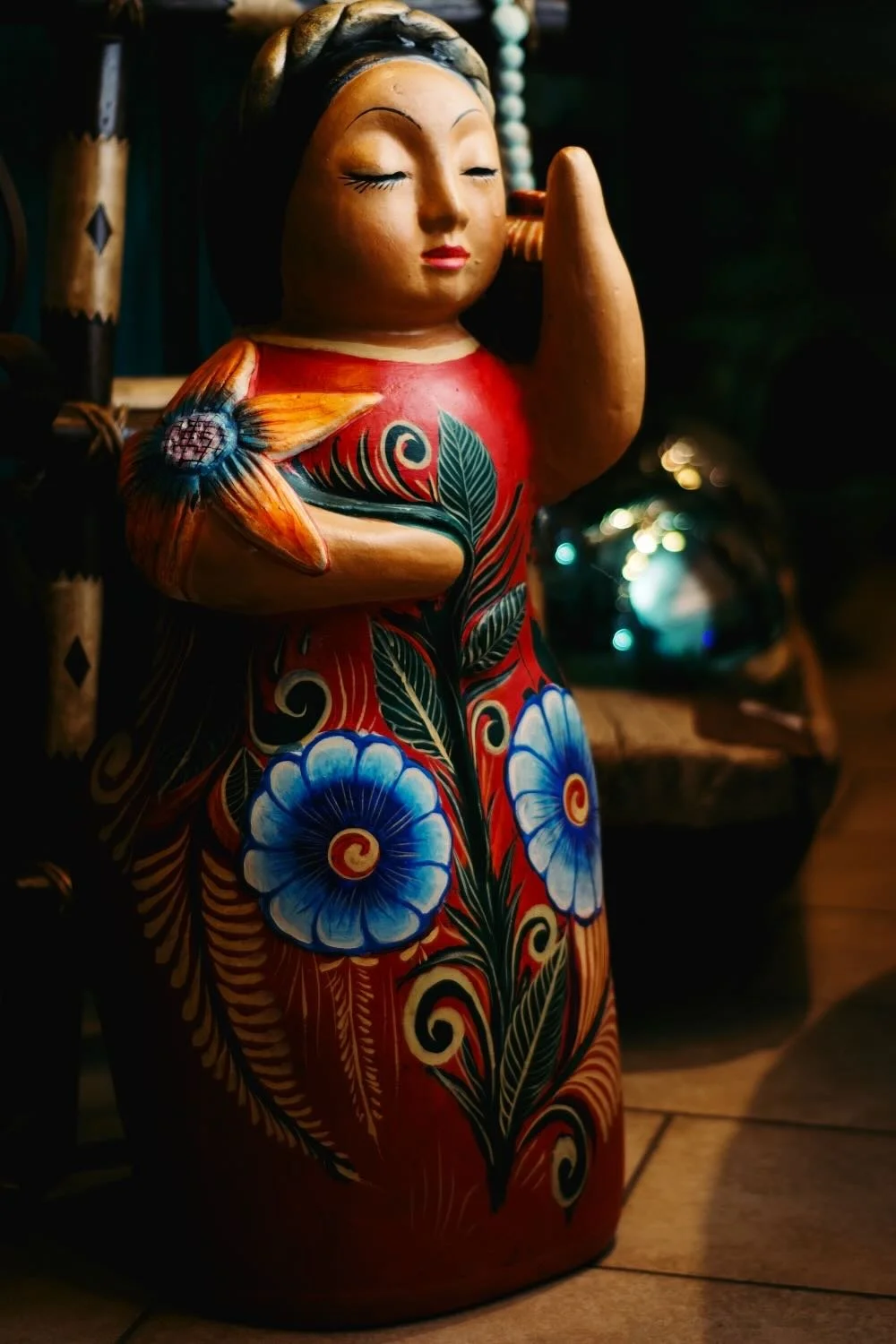 Red clay gordita doll from Mexico - Milagros Rústicos