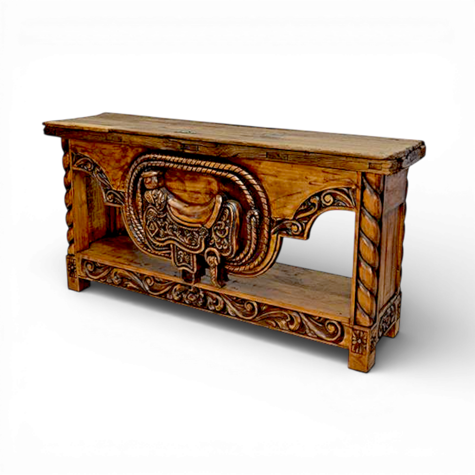 Chihuahua Hand Carved Saddle Credenza - Natural