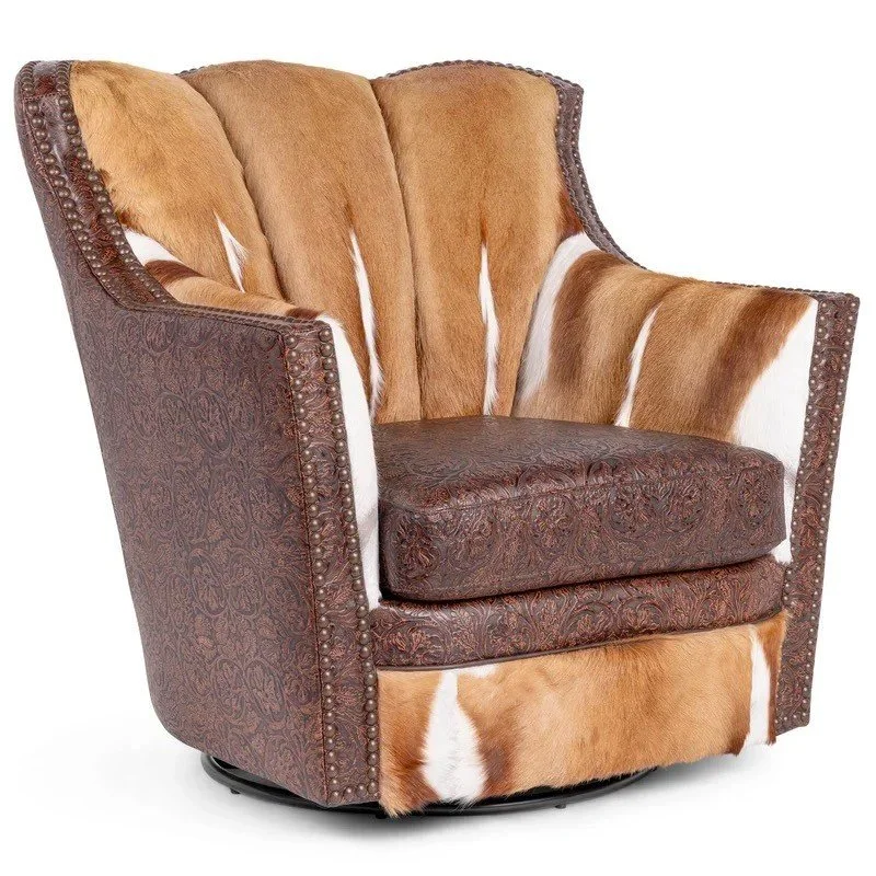Verona Cowhide and Leather Swivel Chair