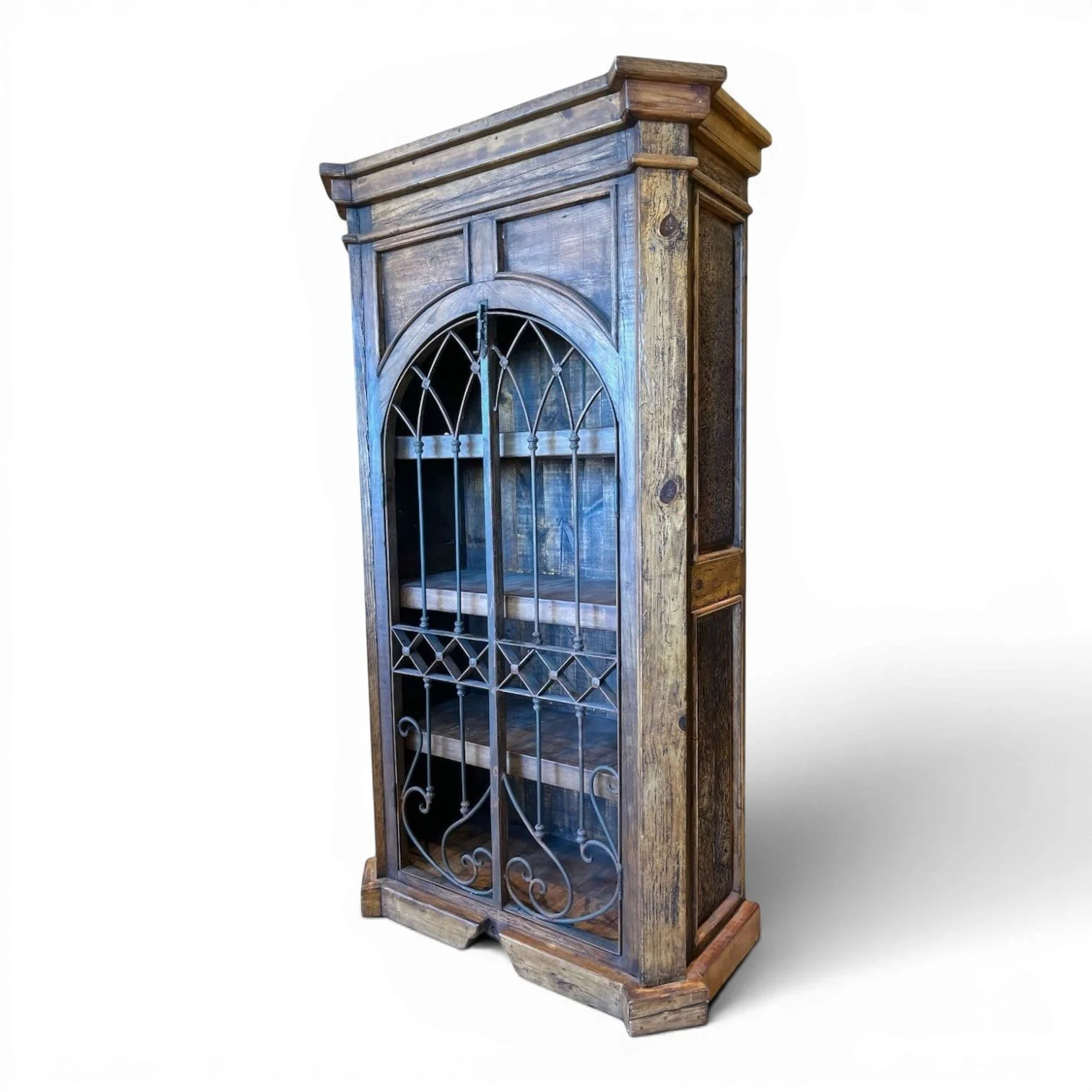Frontera Grande handmade solid wood armoire from Mexico with handcrafted iron accents and spacious rustic storage.