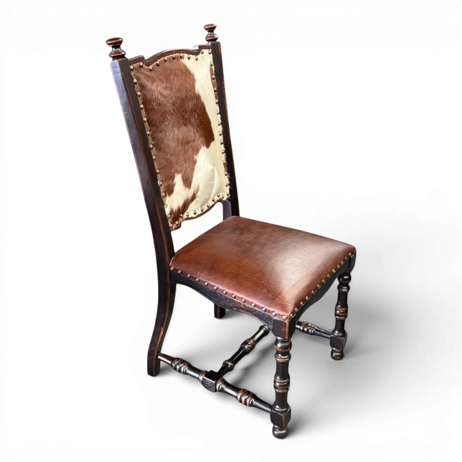 Carrizal Leather & Cowhide Dining Chair | Handmade Leather & Cowhide Dining Chair