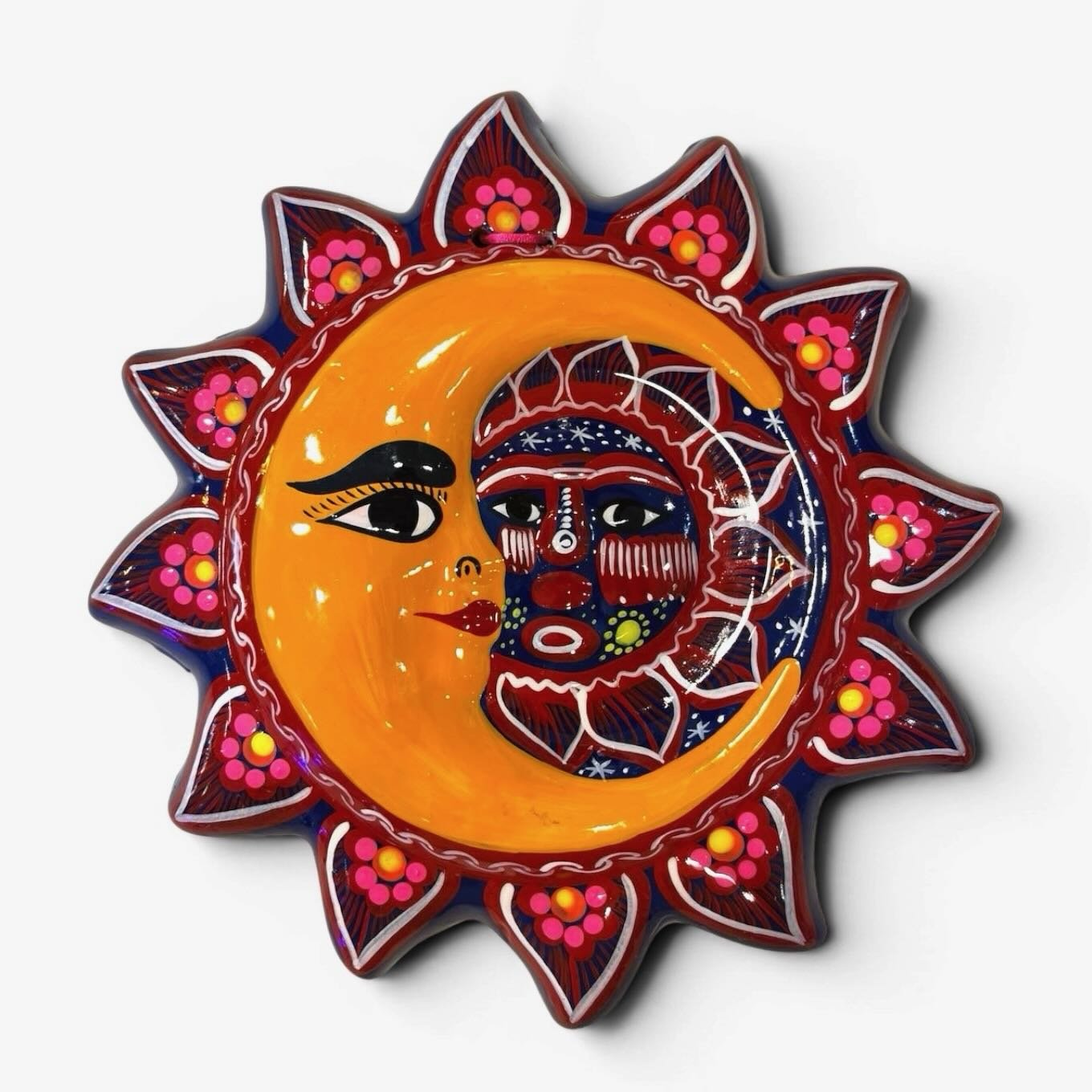 Sol y Luna de Talavera – Handmade Mexican Clay Sun & Moon Wall Art