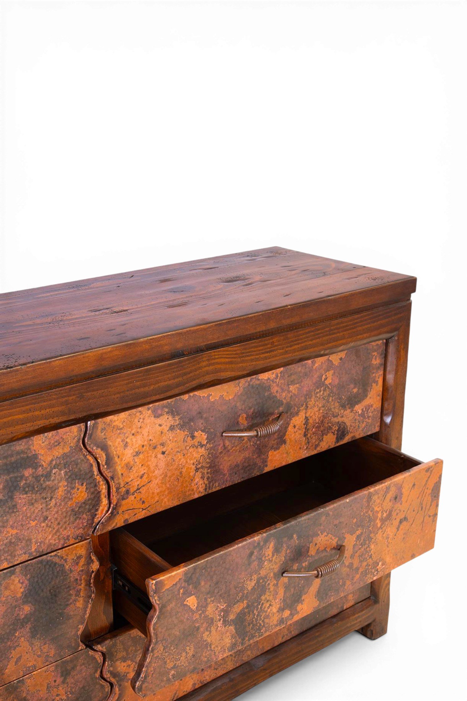 La Ballena Copper Dresser with Live Edge Drawers