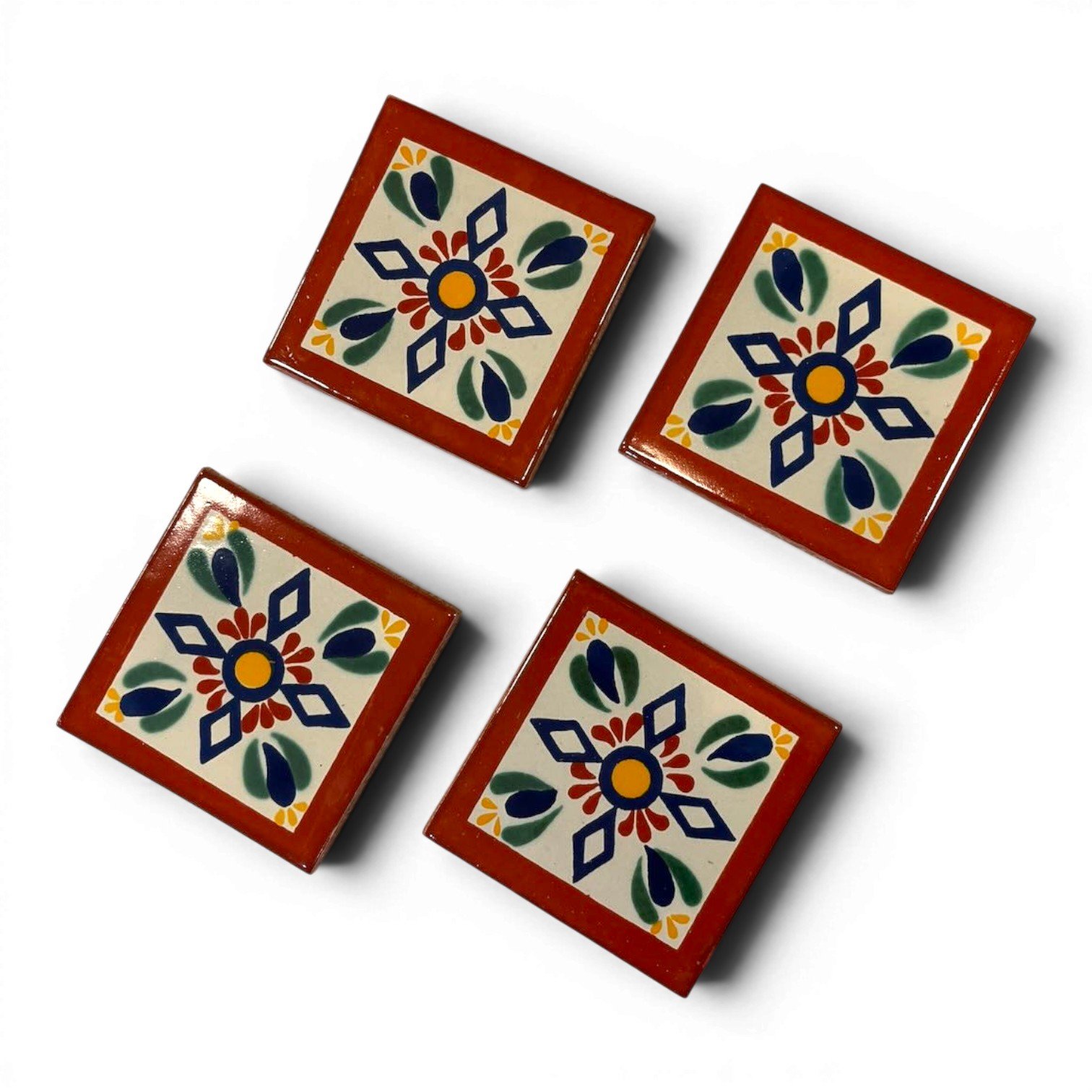 Talavera Tile Coaster Set – Handmade Mexican Tile Coasters (Set of 4)