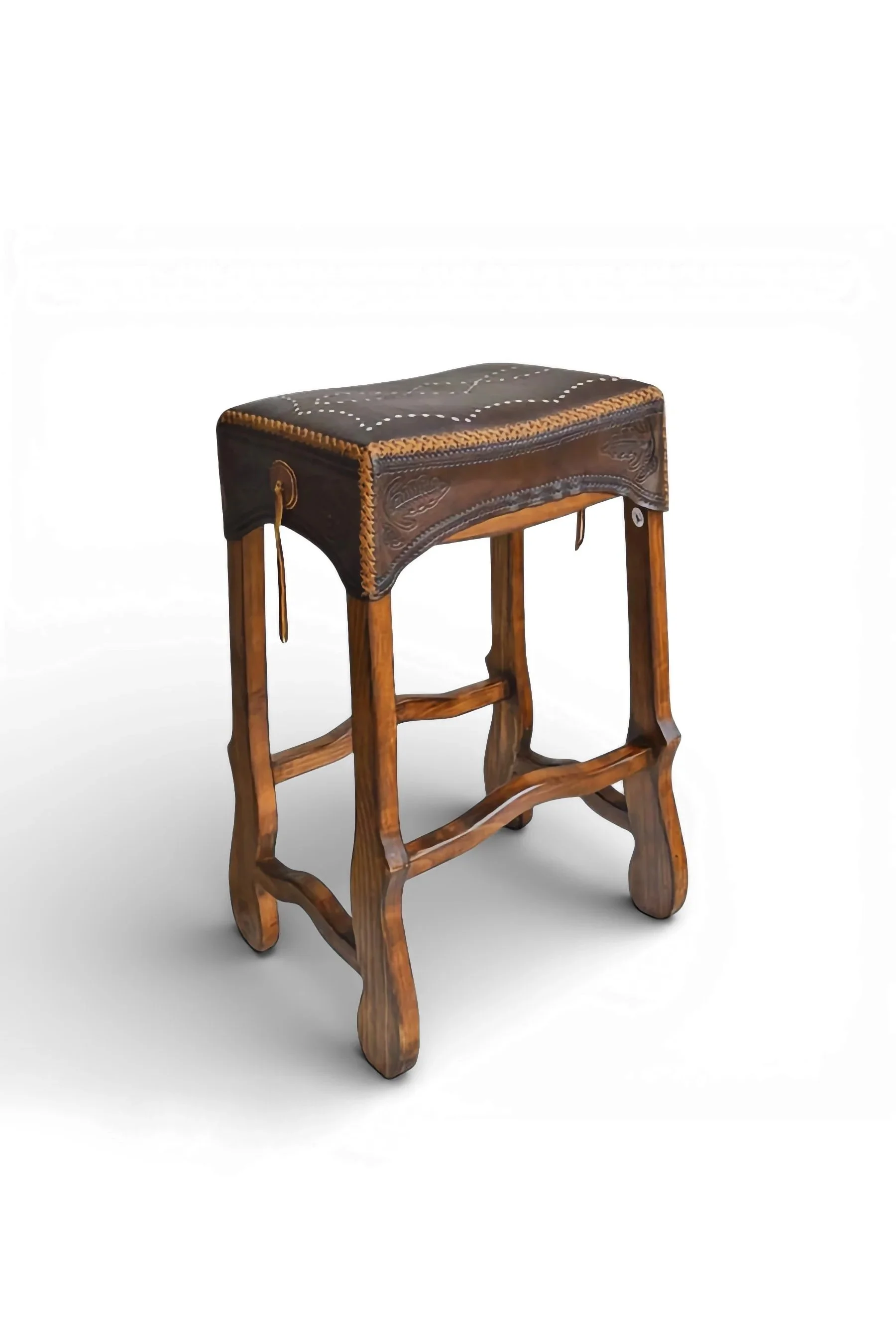 Durango Stitched Leather Saddle Stool
