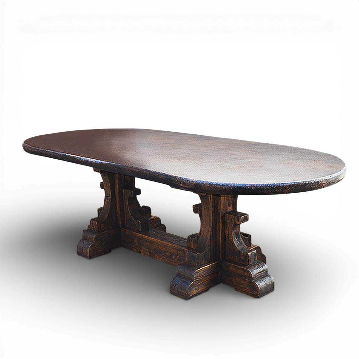 San Martin Oval Hand-Pounded Copper Top Dining Table