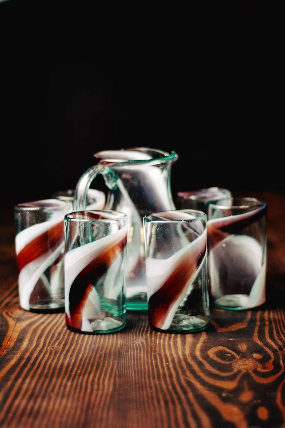 Morado y Blanco Handblown Glass Set