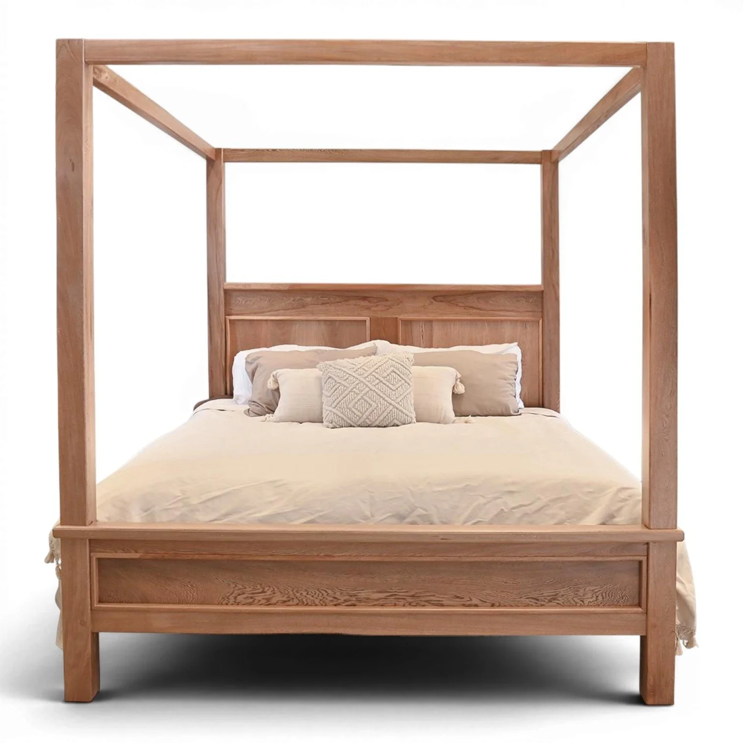 Handmade Nevada Canopy Bed with natural wood finish and minimalist modern canopy frame.