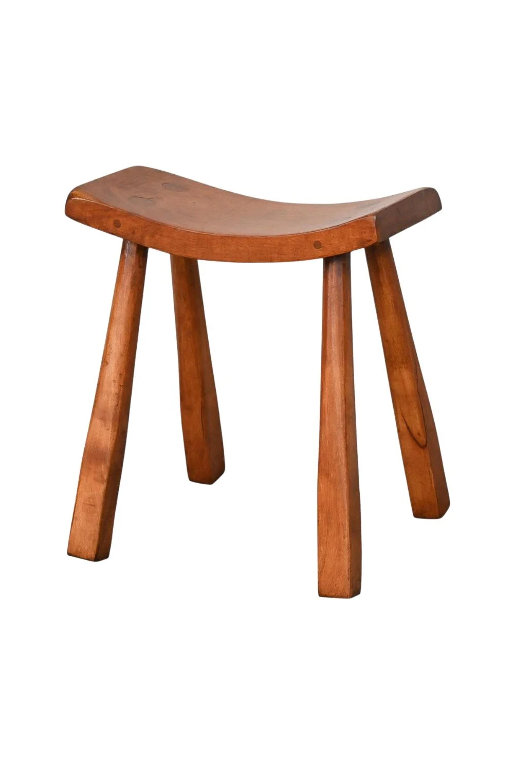 Shop the Cimarron Curved Primitive Stool handmade in Mexico. Rustic solid wood stool with curved seat and primitive Western style craftsmanship.