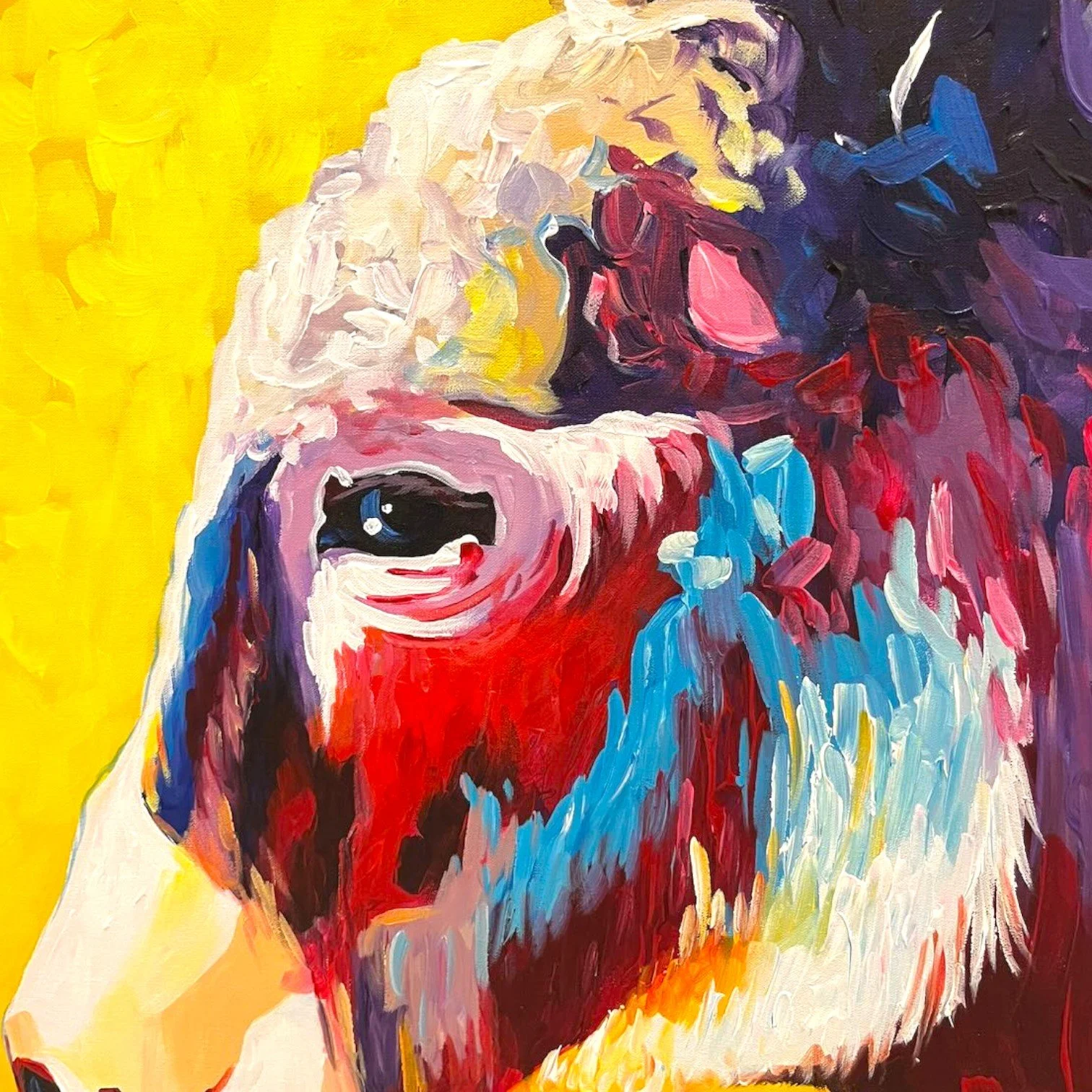 Hand-painted colorful Mexican donkey canvas artwork in mini size