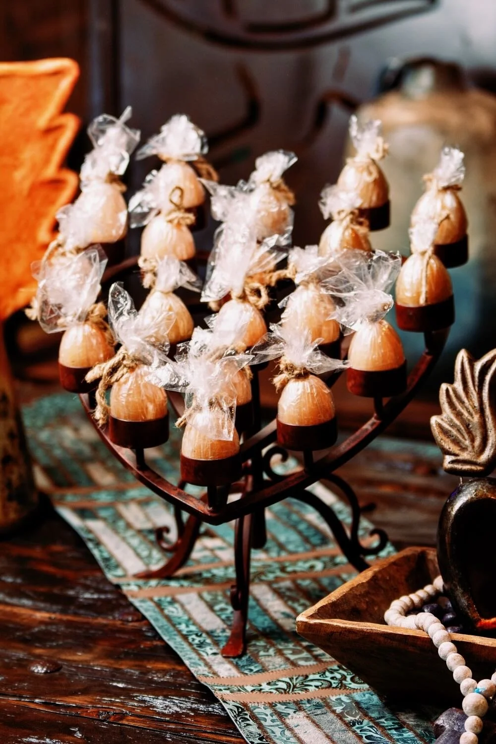 Add artisanal charm to your home with the Candelabro Elegante de Corazón, a handmade wrought iron candelabra from Mexico.