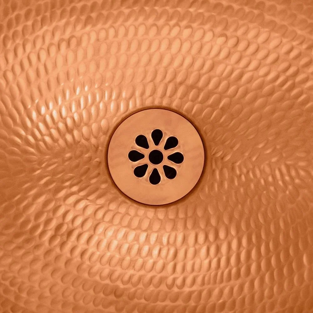 1.5-inch non-overflow teardrop grid bathroom sink drain made of solid brass.