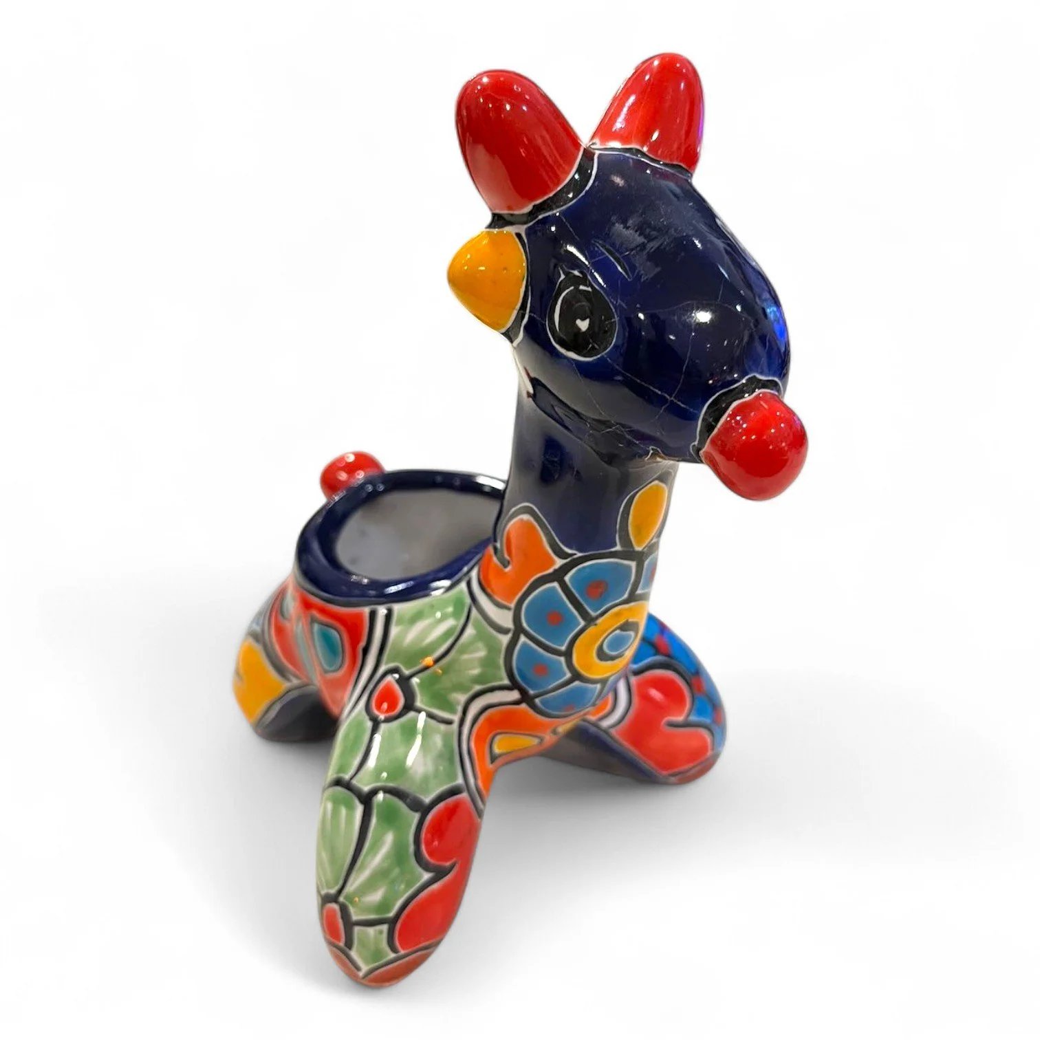 Talavera Giraffe Planter - Blue