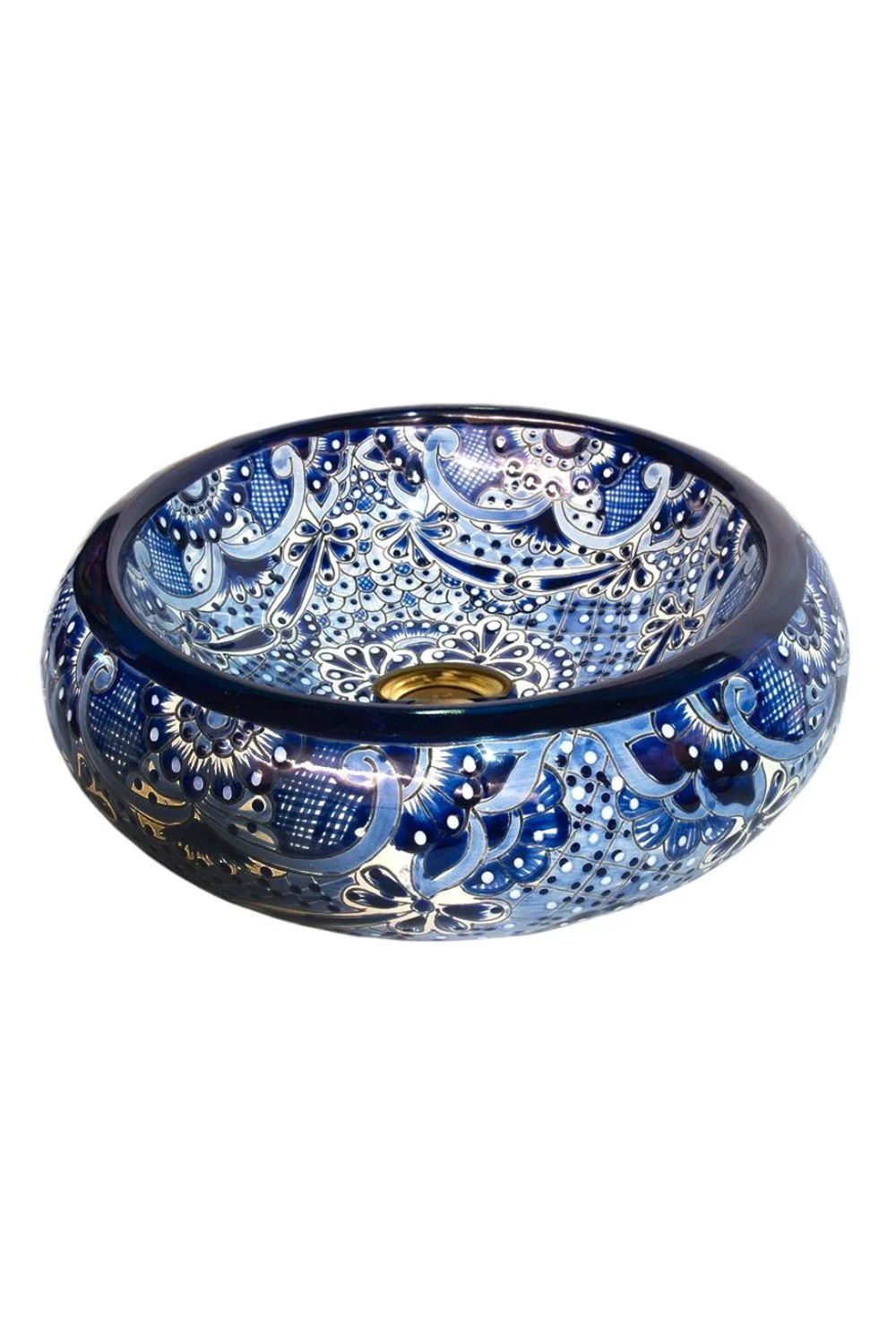 Round Talavera Sink – Cobalt Blue