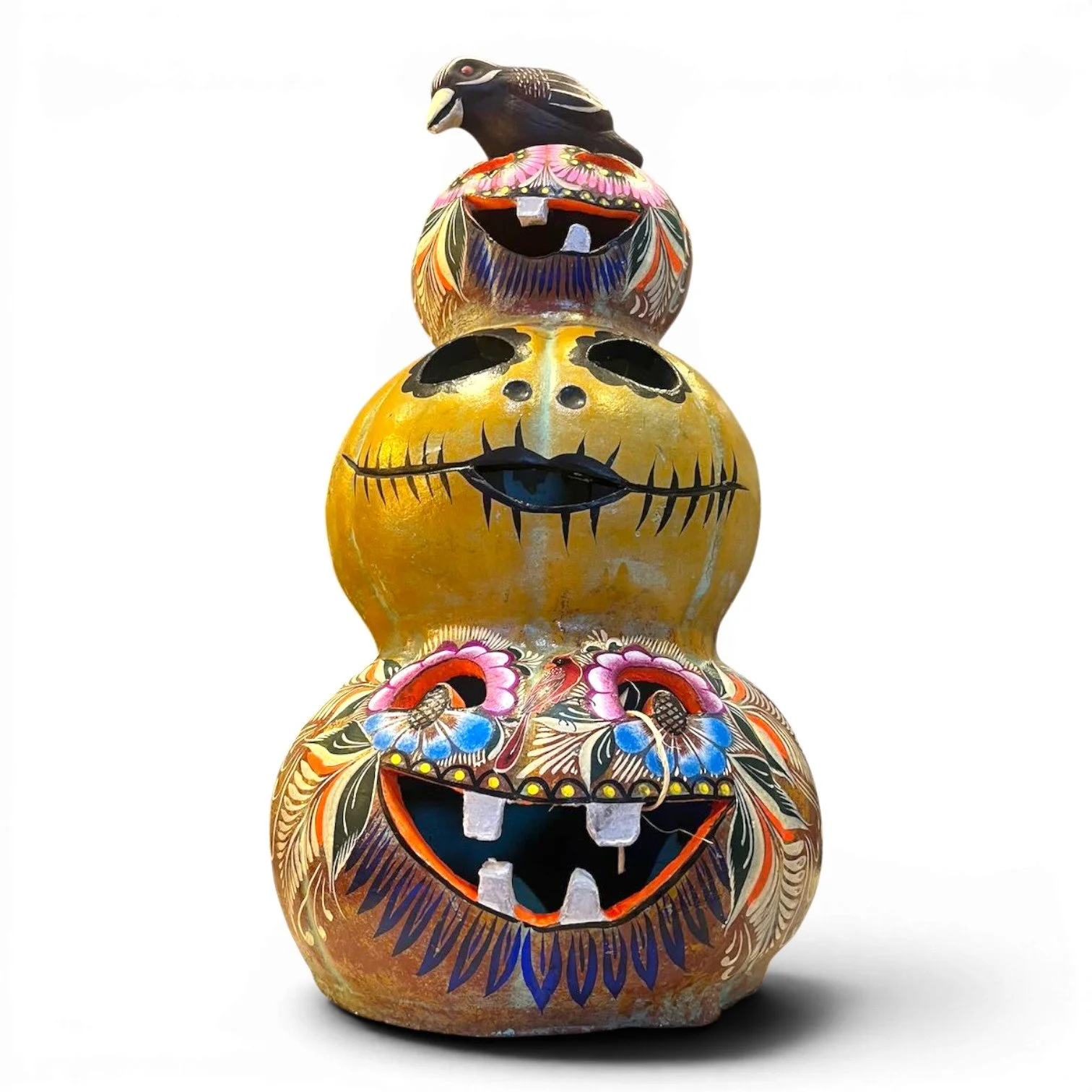 Triple Jack | Handmade Mexican Stacked Clay Jack-o’-Lantern