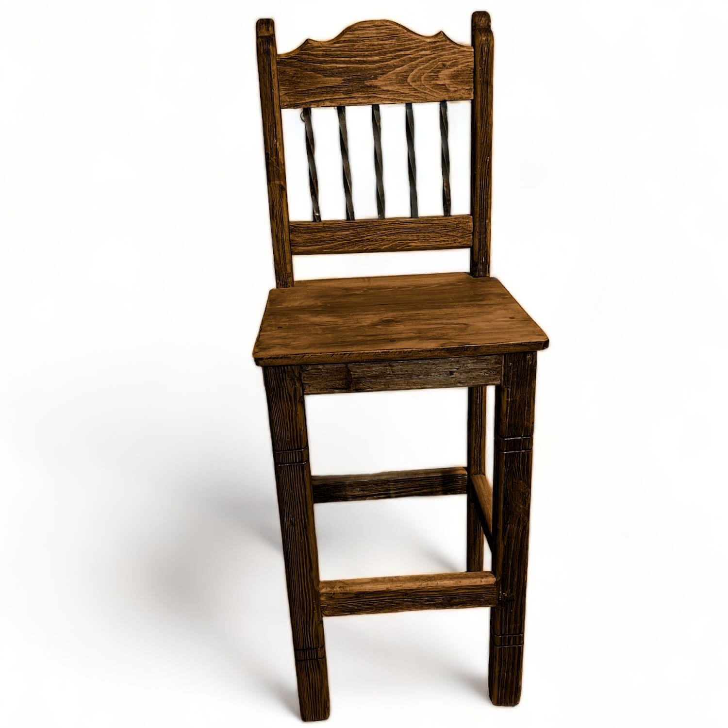El Rancho handcrafted Mexican reclaimed wood bar stool with rustic solid wood design