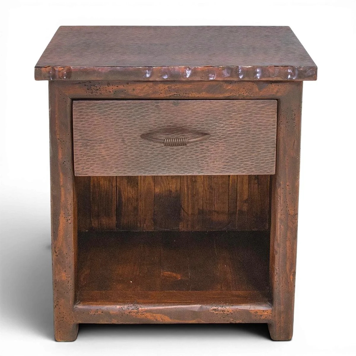 Cheyenne Cobre Live Edge Nightstand | Handmade Copper & Reclaimed Wood Nightstand