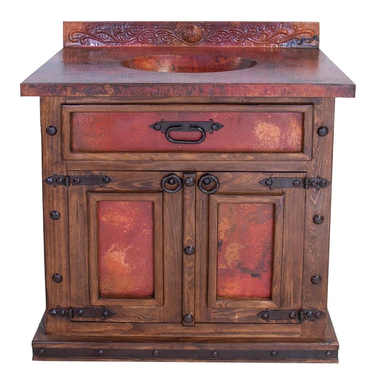 Coyanosa Copper Vanity – Hand-Pounded Copper Sink Bathroom Vanity
