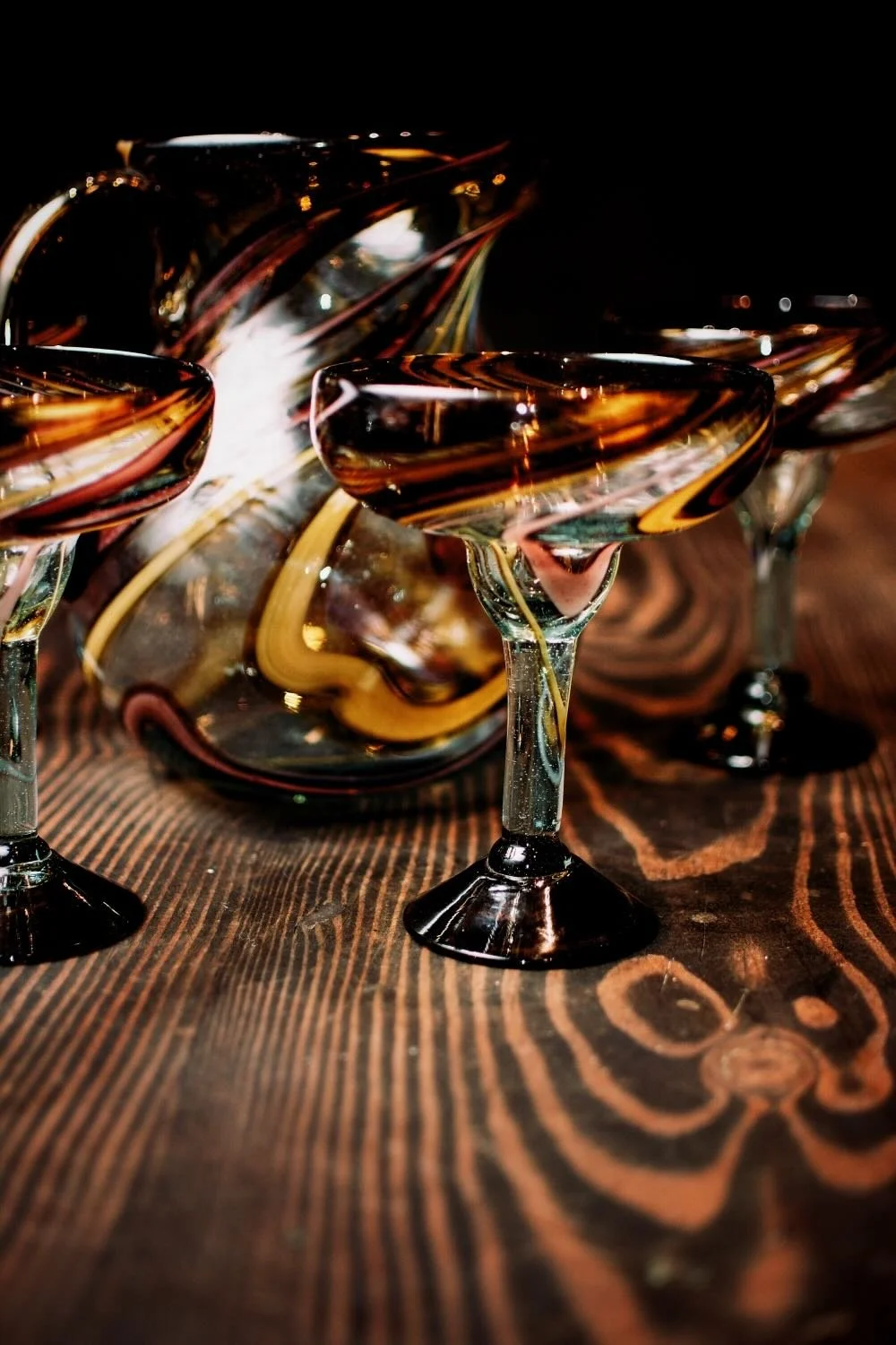 Oro y Morado Handblown Pitcher & Glass Set