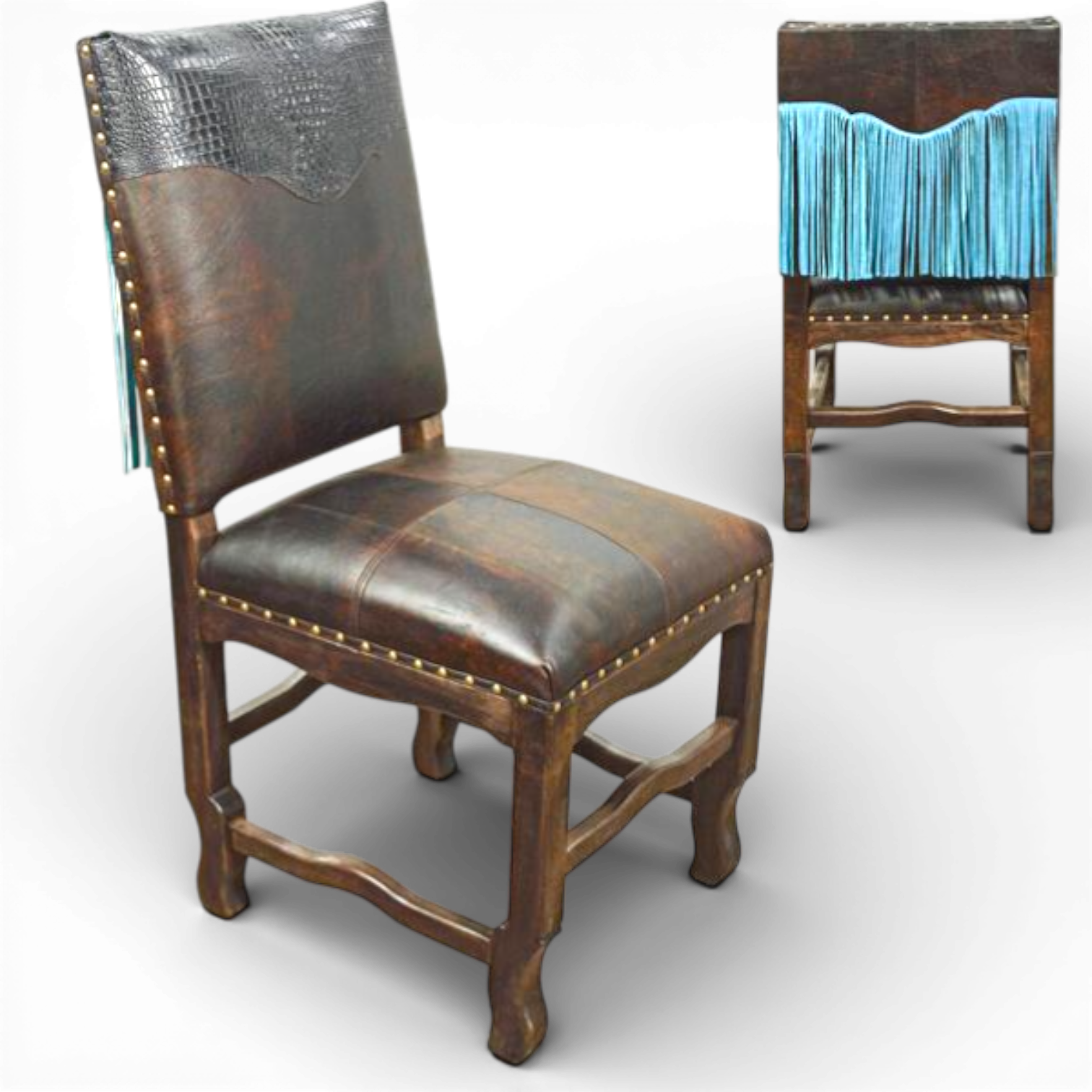 Conchas Leather Dining Chair with Fringe