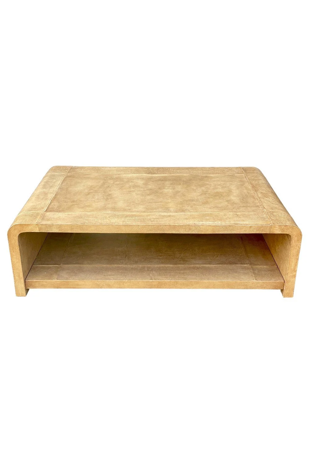 Shop the Yazmin Coffee Table handmade in Peru. Vegetable-tanned leather, stitched detailing, and modern design for rustic, coastal, and contemporary living rooms.