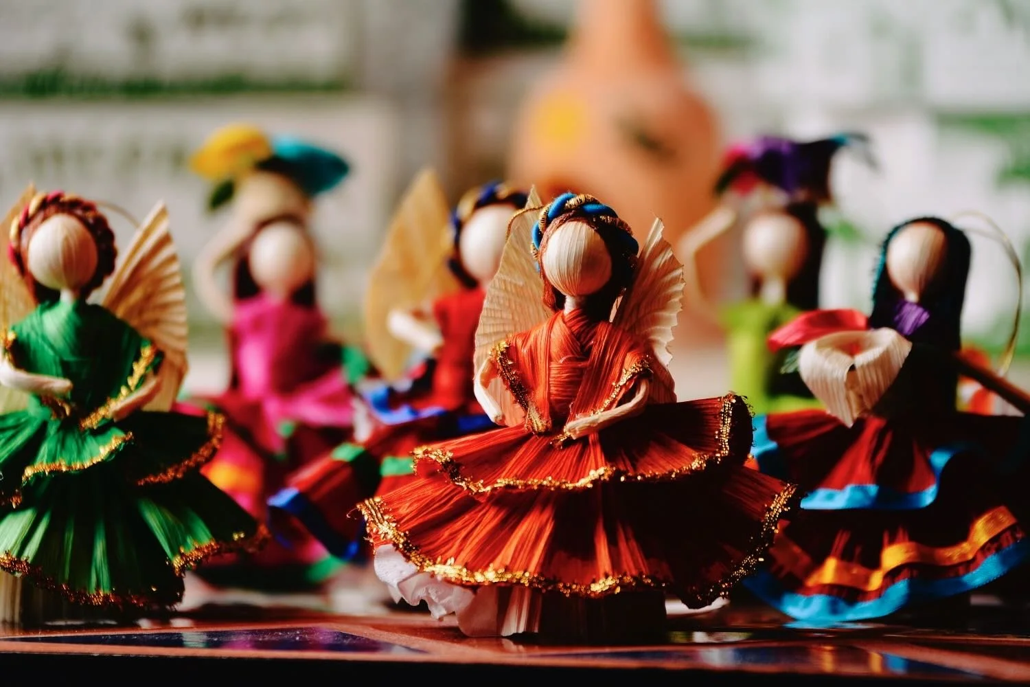 Handmade Cornhusk Folklorico Dolls from Mexico