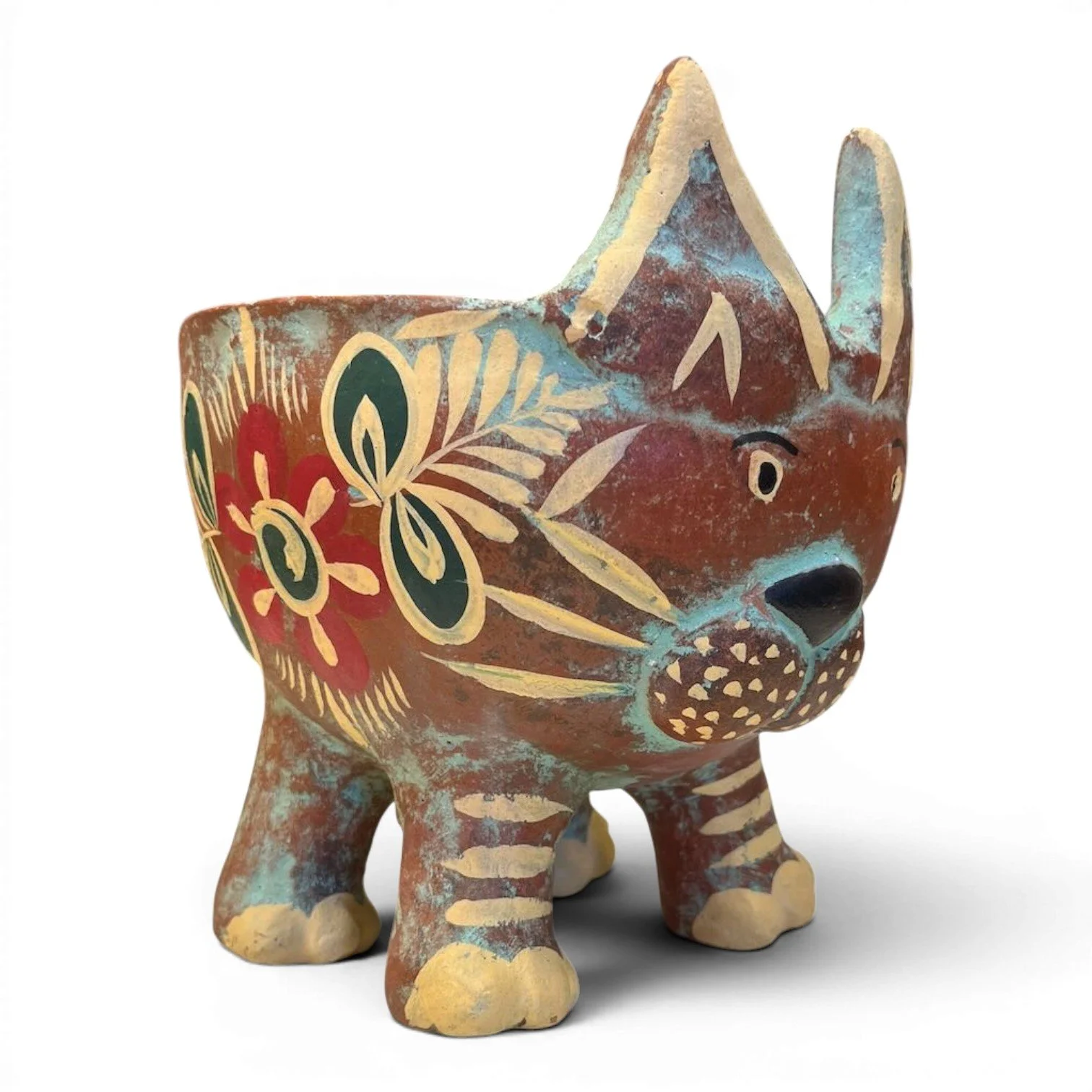 Clay Gato Planter | Handmade Mexican Cat Planter Pot