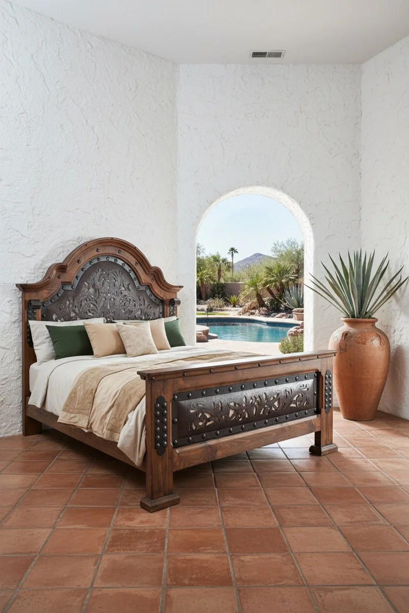 Arco de Herradura Tooled Leather Bed