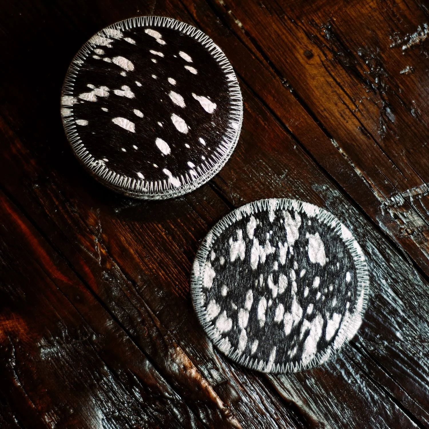Acid Washed Cowhide Coaster
