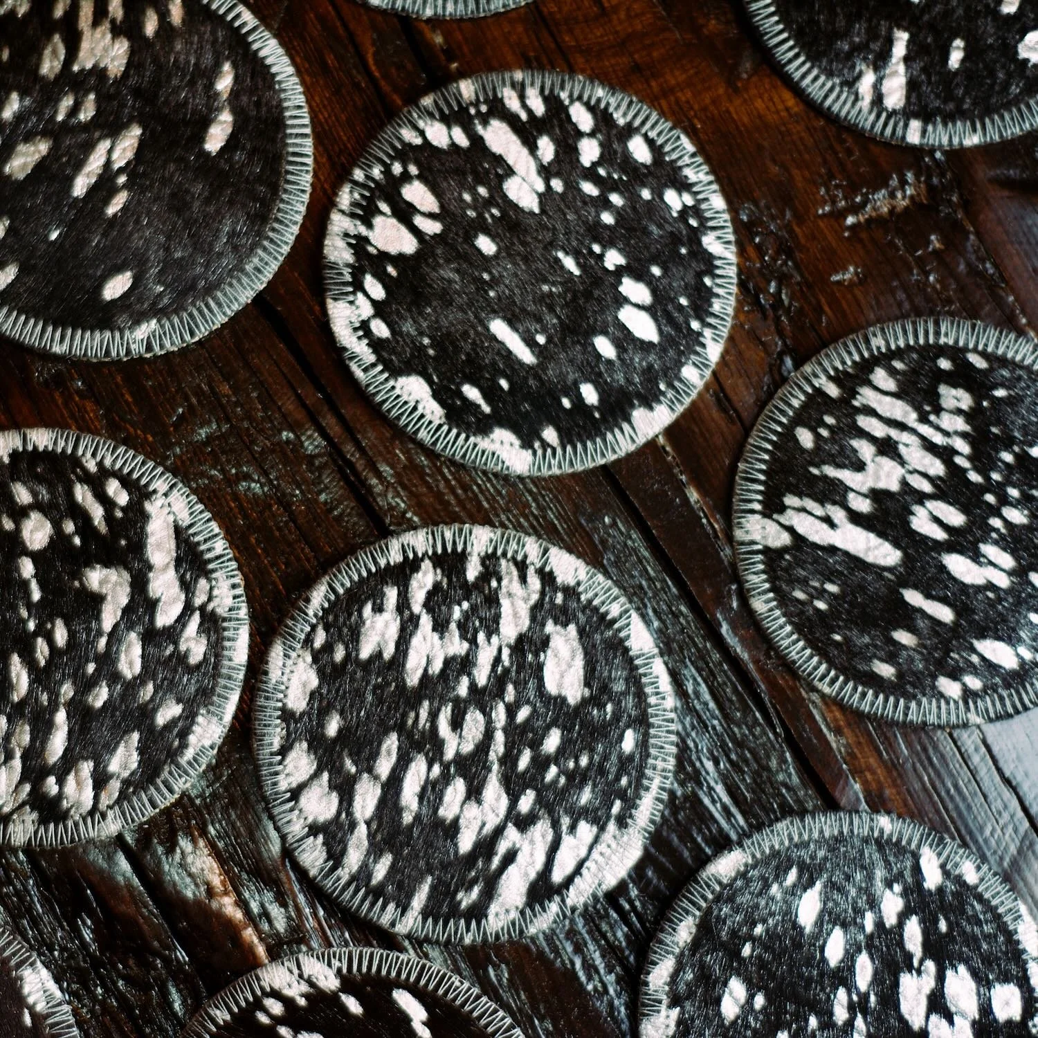 Acid Washed Cowhide Coaster