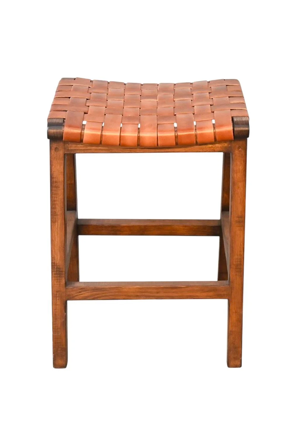 Cambria Crisscross Leather Bar Stool Terracotta – Rustic Stool