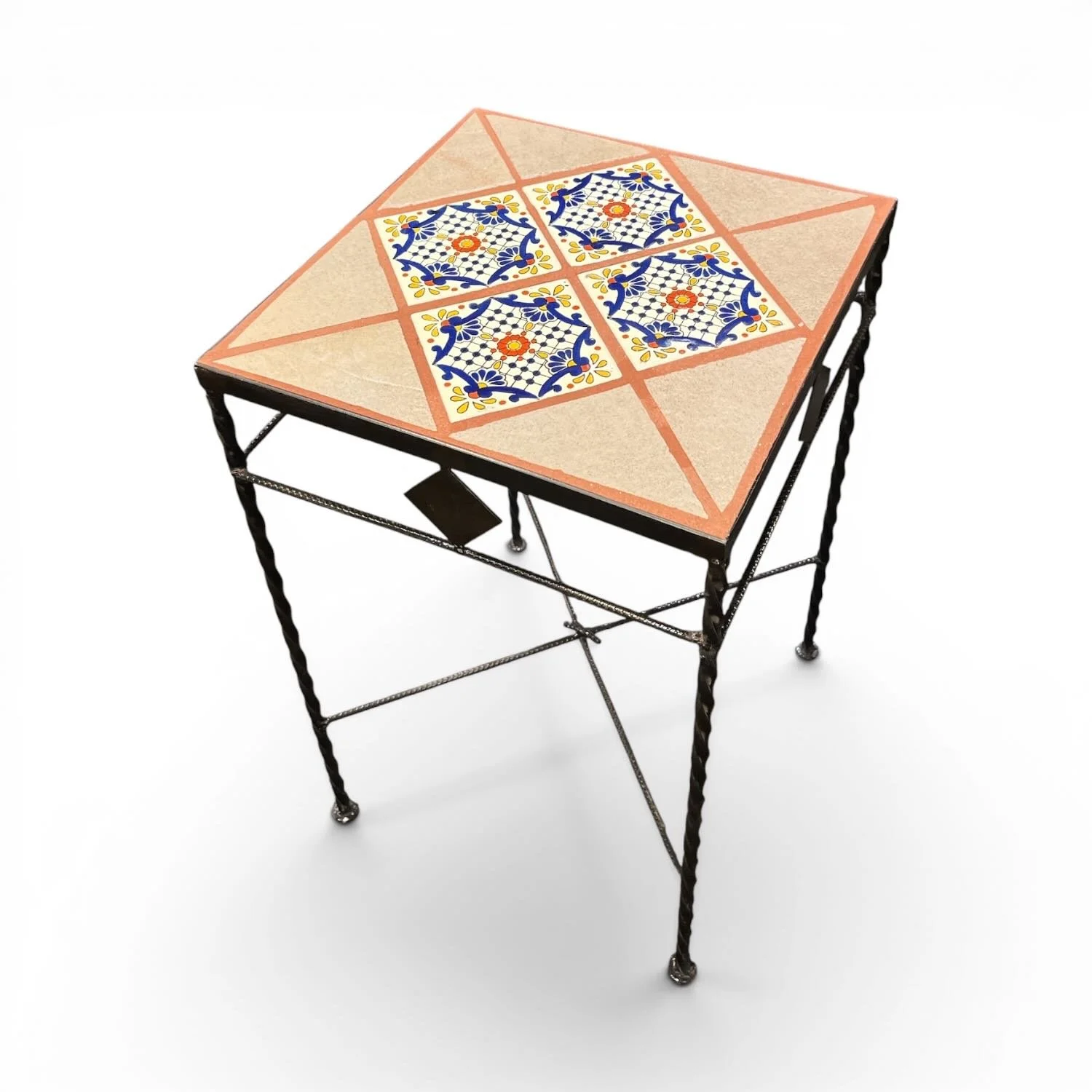 Talavera 9 Tile Table – Handmade Mexican Tile & Iron End Table - Estillo 3