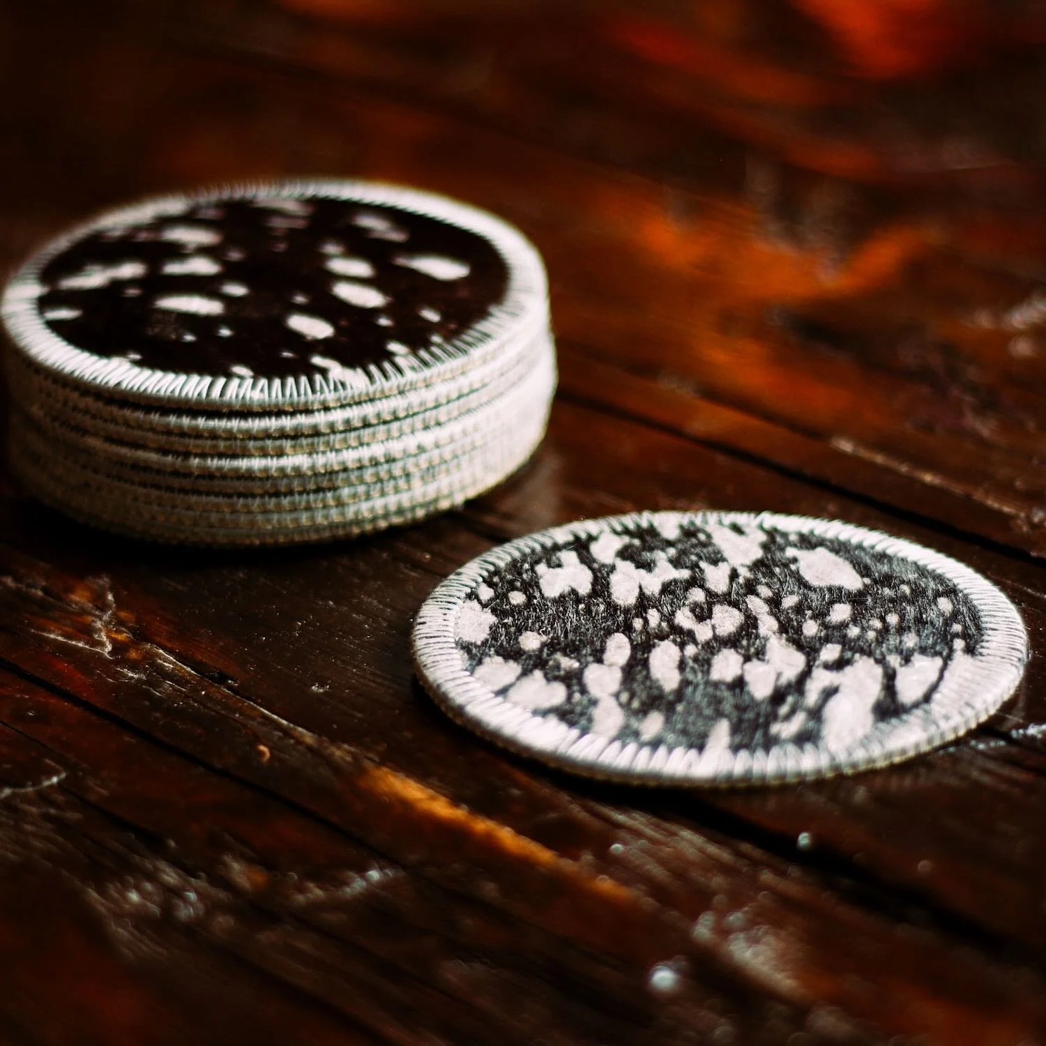 Acid Washed Cowhide Coaster