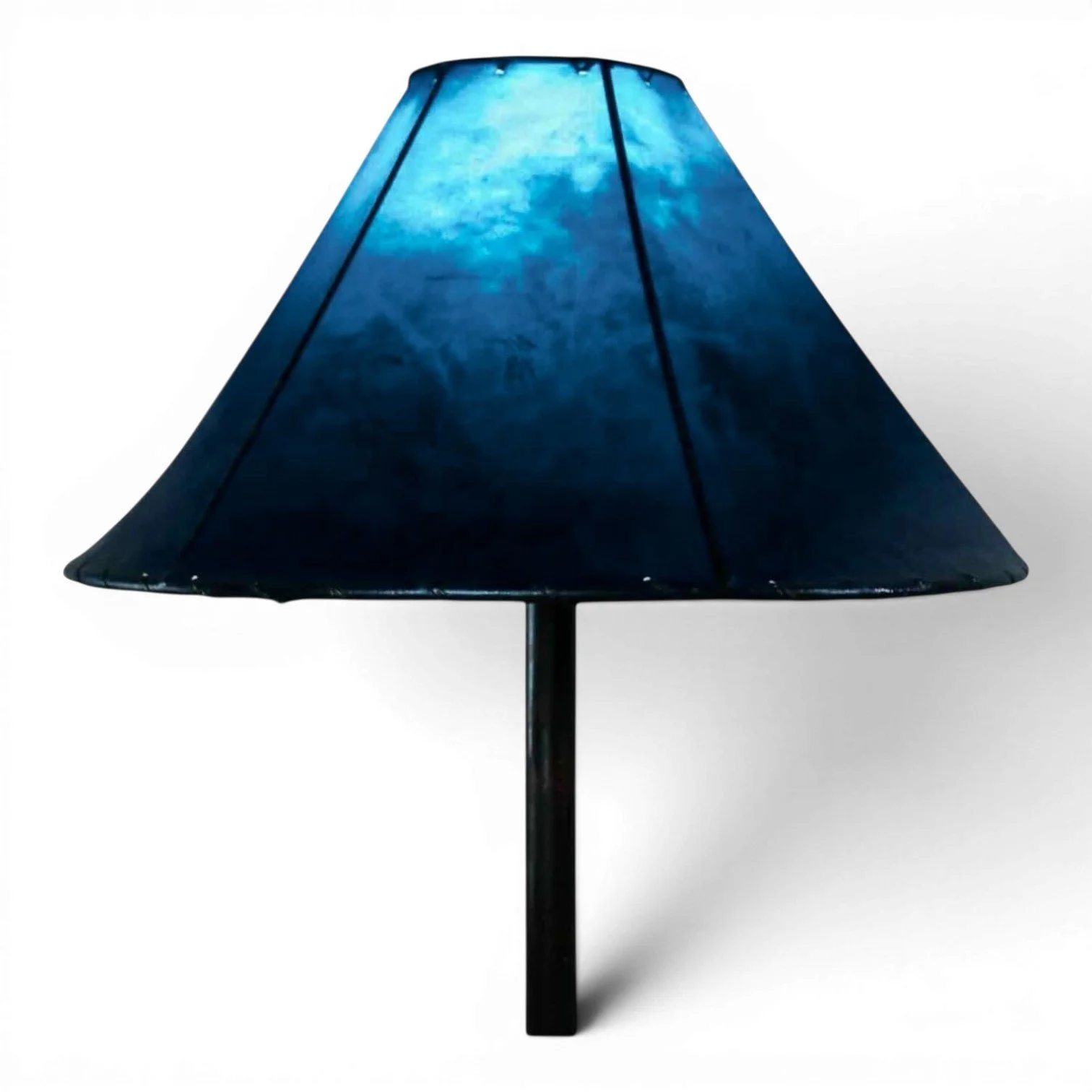 Premium Handcrafted Mexican rawhide lampshade with natural leather finish for rustic and Southwestern lighting - Blue