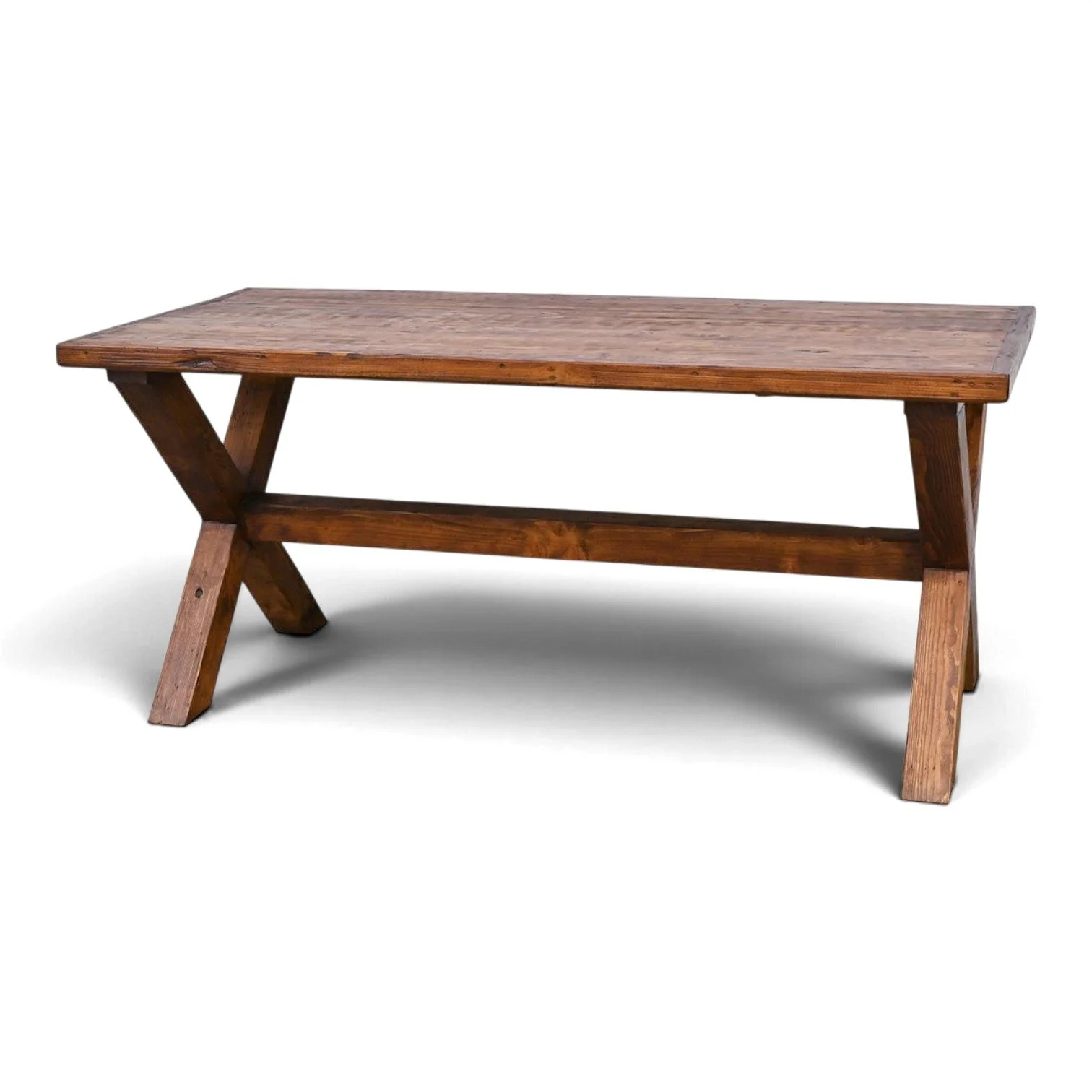 Casa Estilo Rancho desk with crisscross base and dark stained finish, handmade in Mexico