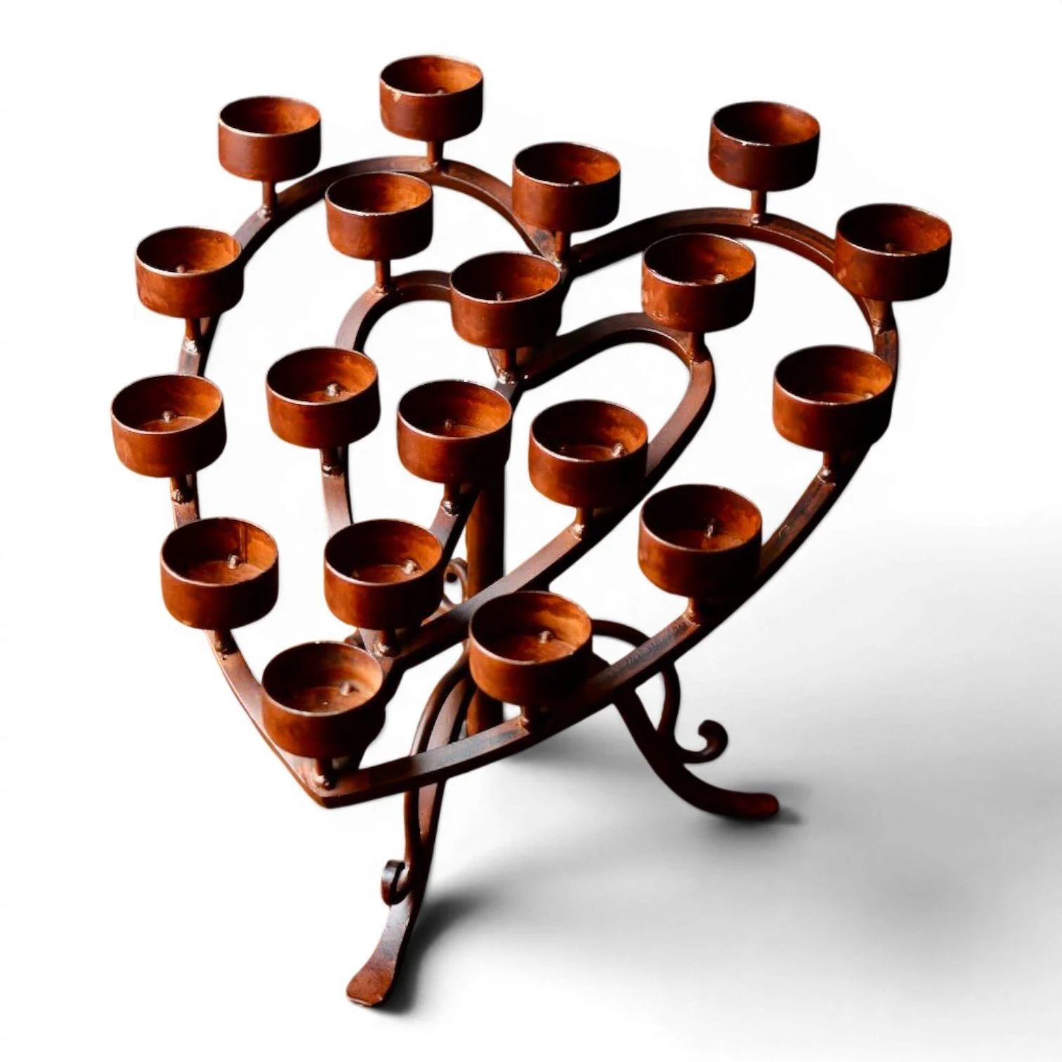 Candelabro Elegante de Corazón Table Top | Handmade Mexican Wrought Iron Candelabra