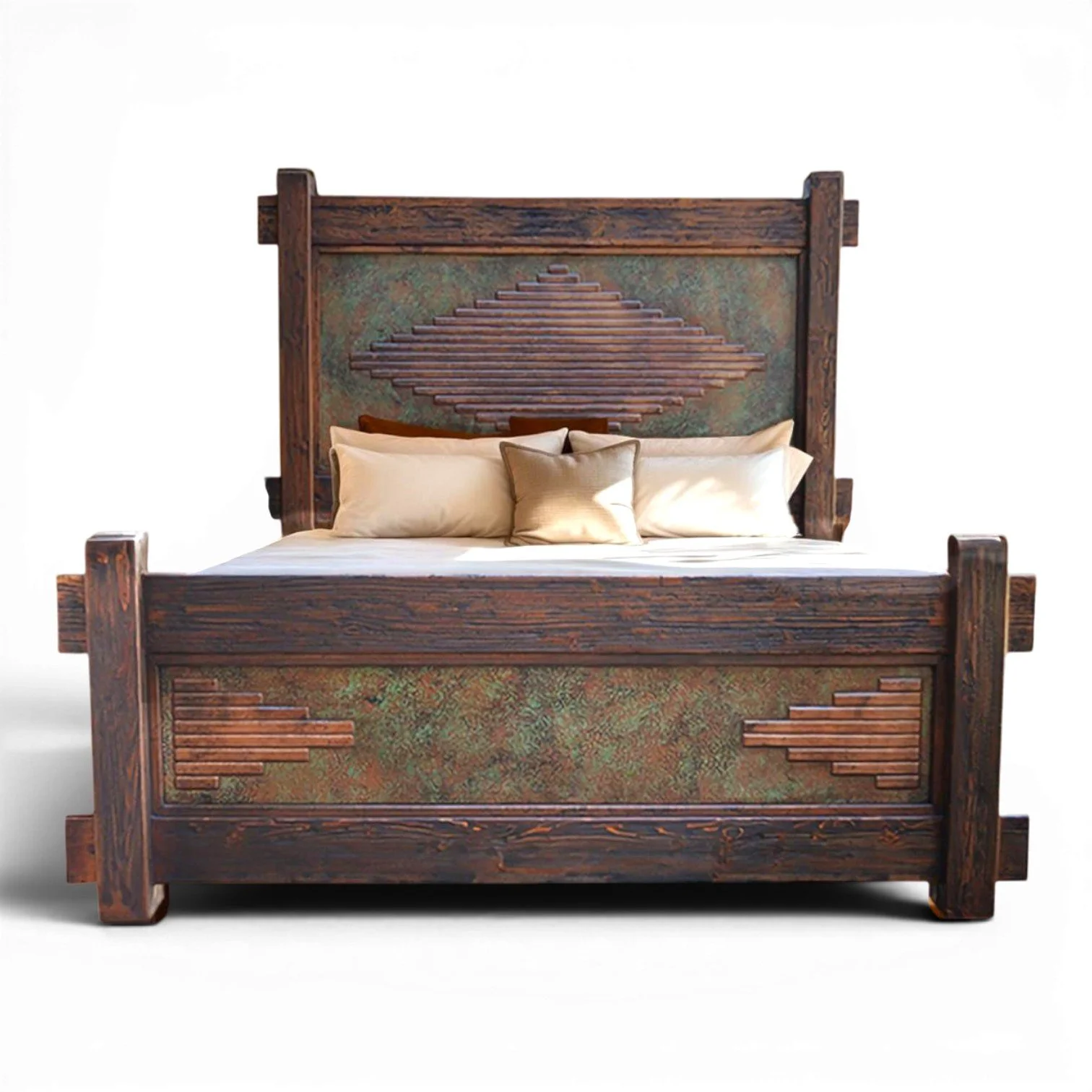Rio Rancho King Copper Bed | Handmade Rustic Copper Bed from Mexico