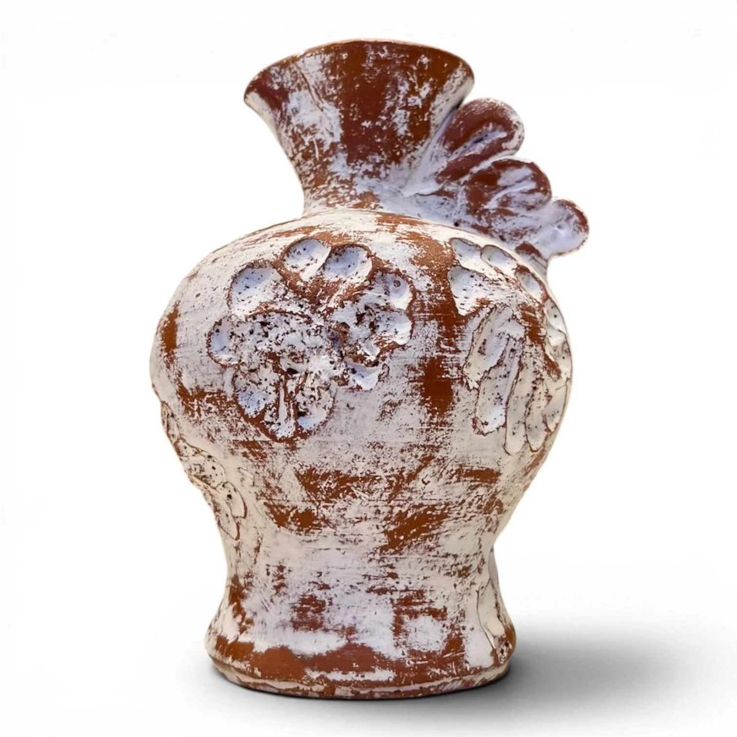 Jarra Blanca Pitcher Vase | Handmade Mexican Distressed Clay Vase