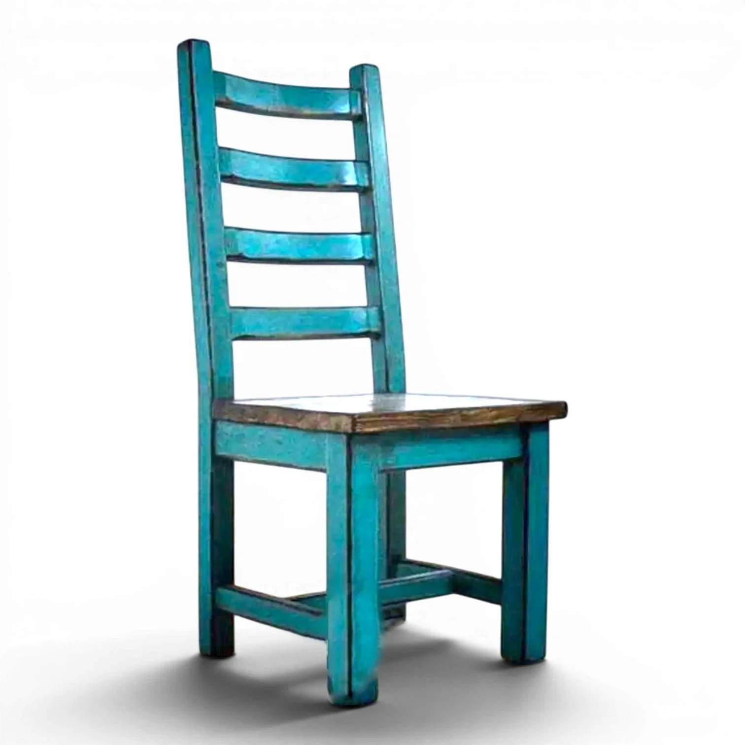 Guadalajara handcrafted Mexican reclaimed wood cantina dining chair with ladder back design