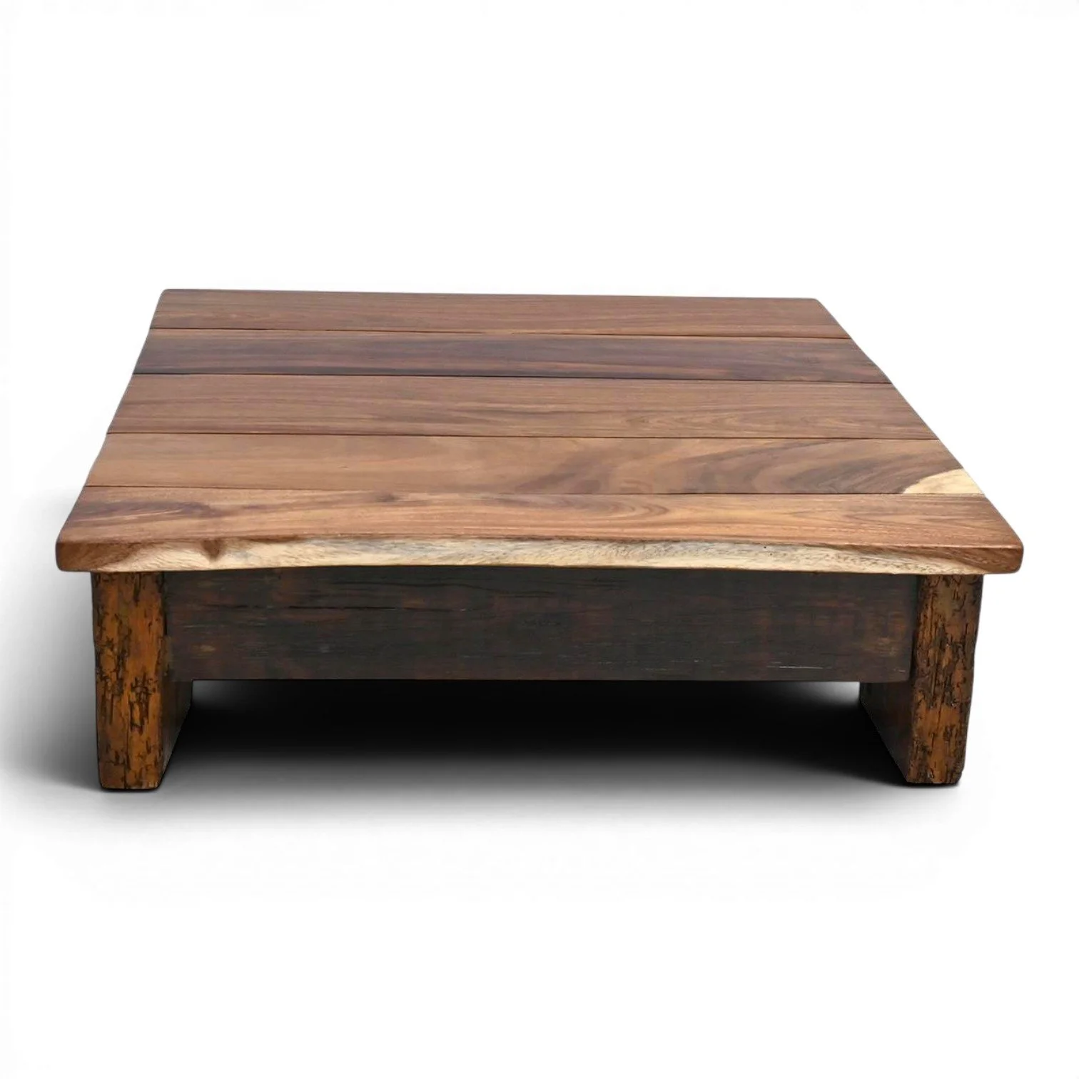 Handmade La Montaña solid parota wood coffee table crafted in Mexico with beautiful natural wood grain and Western style.