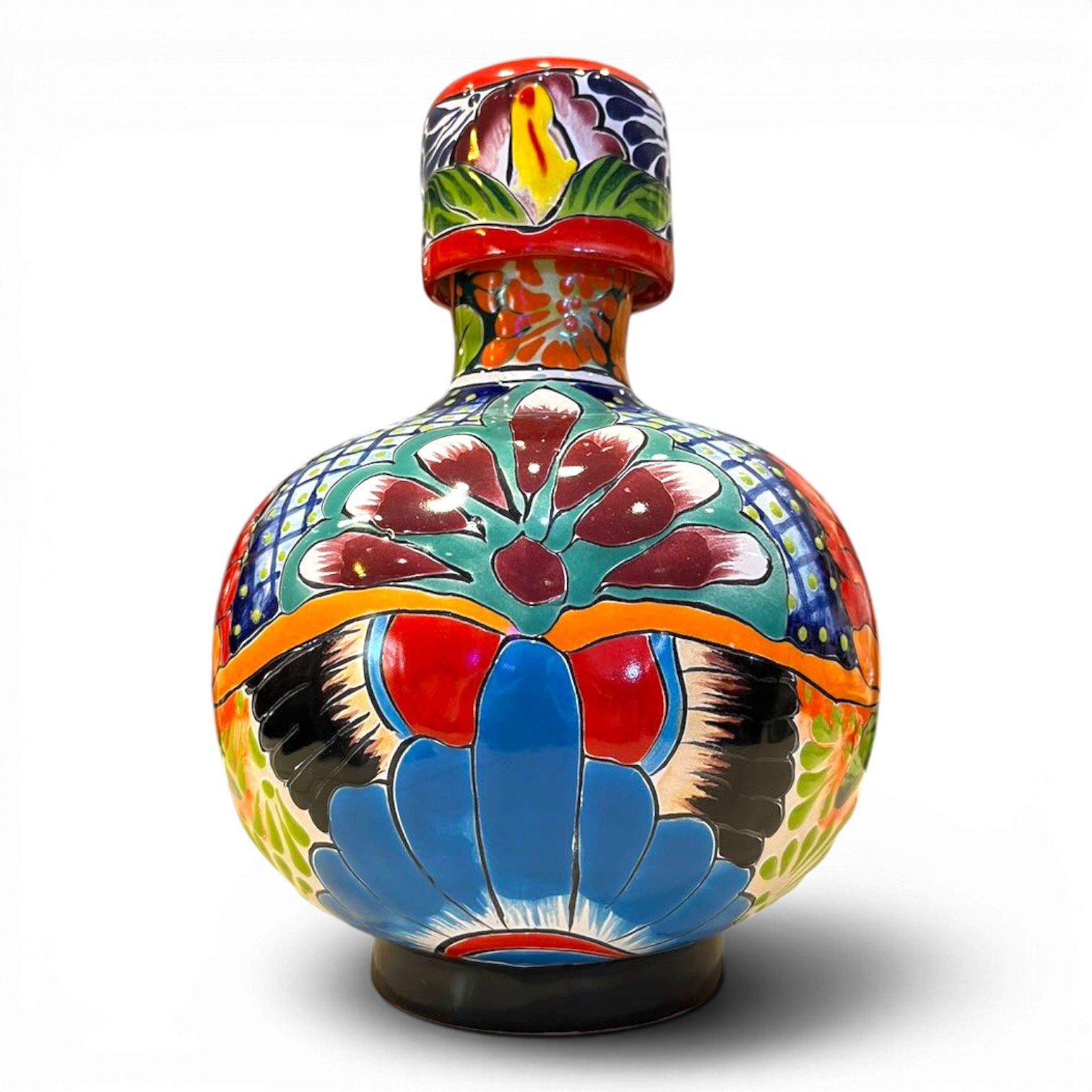 Talavera Tequila Bottle with Cup
