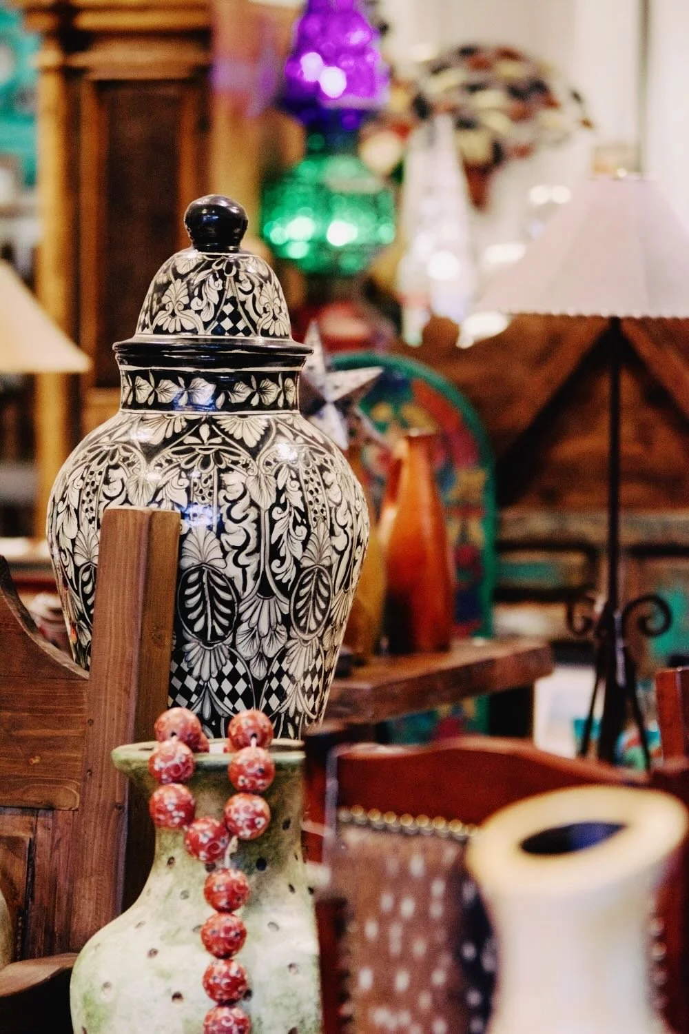 Black and White Ginger Jar from Mexico