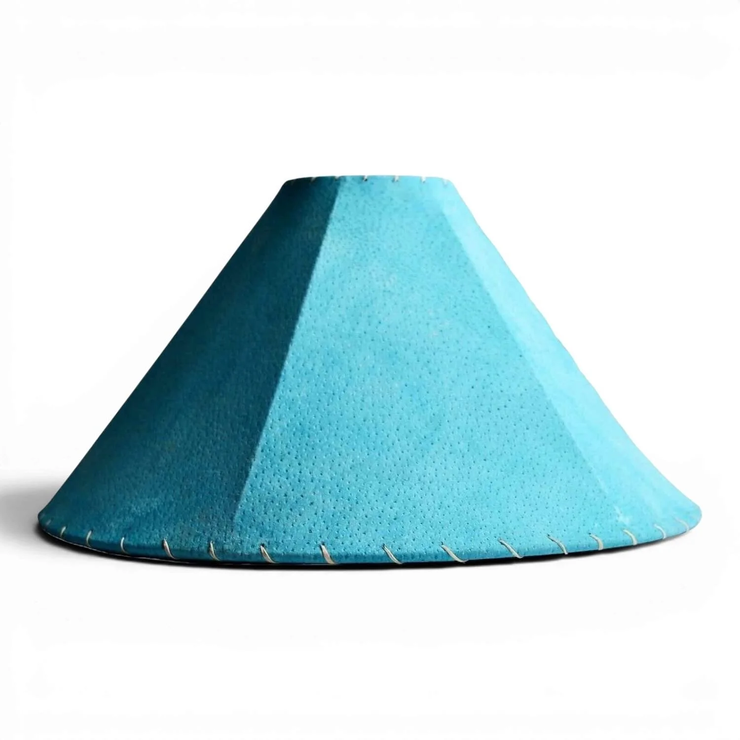 Handcrafted Mexican pigskin lampshade with natural leather finish for rustic and Southwestern lighting