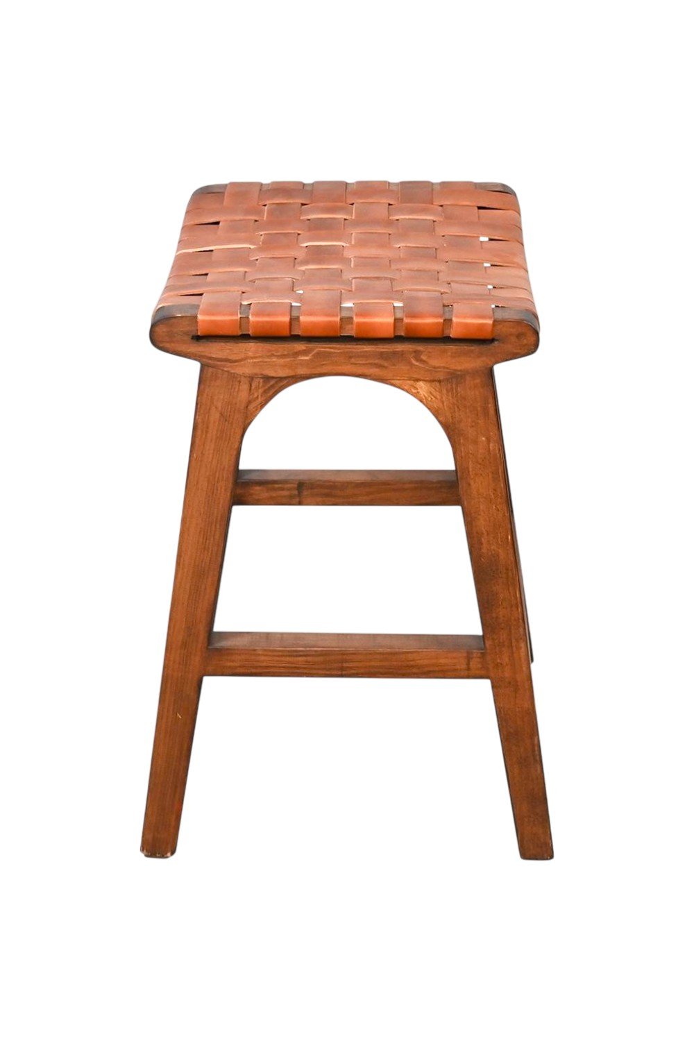 Cambria Crisscross Leather Bar Stool Terracotta – Rustic Stool