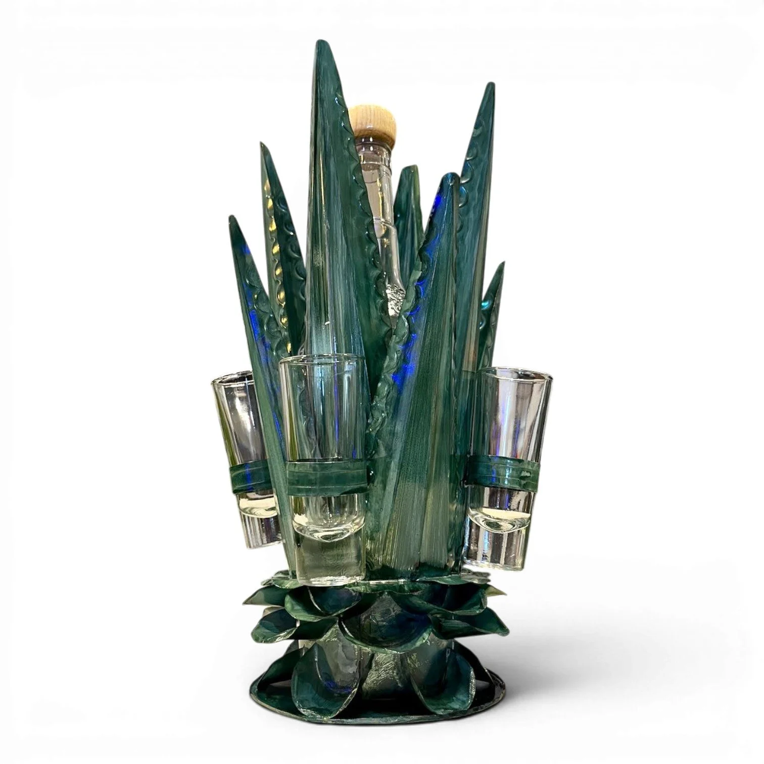 Large Metal Agave Tequila Set - Agave Green | Handmade Mexican Barware - Agave Green