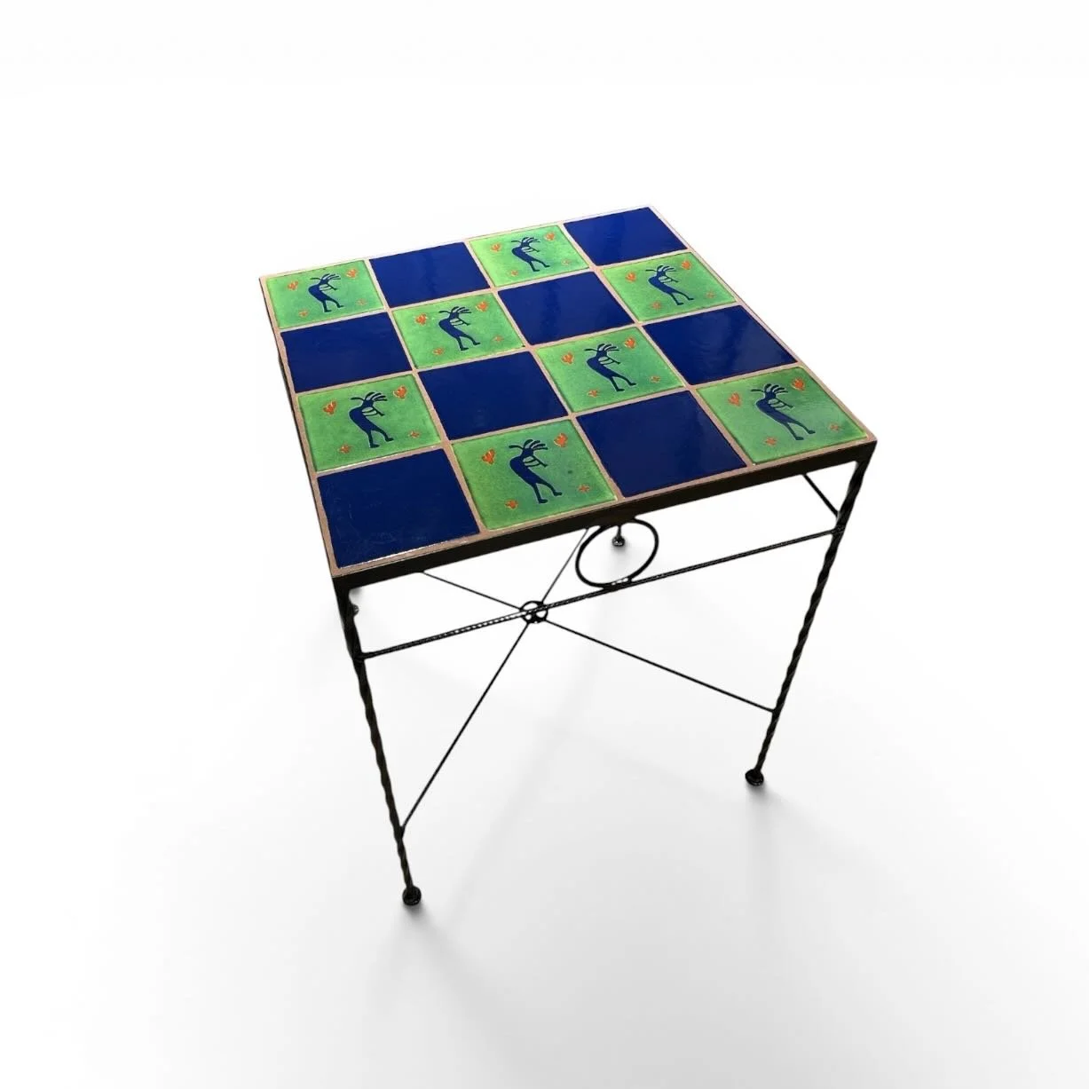 Talavera 16 Tile Table – Handmade Mexican Tile & Iron End Table - Estillo 1