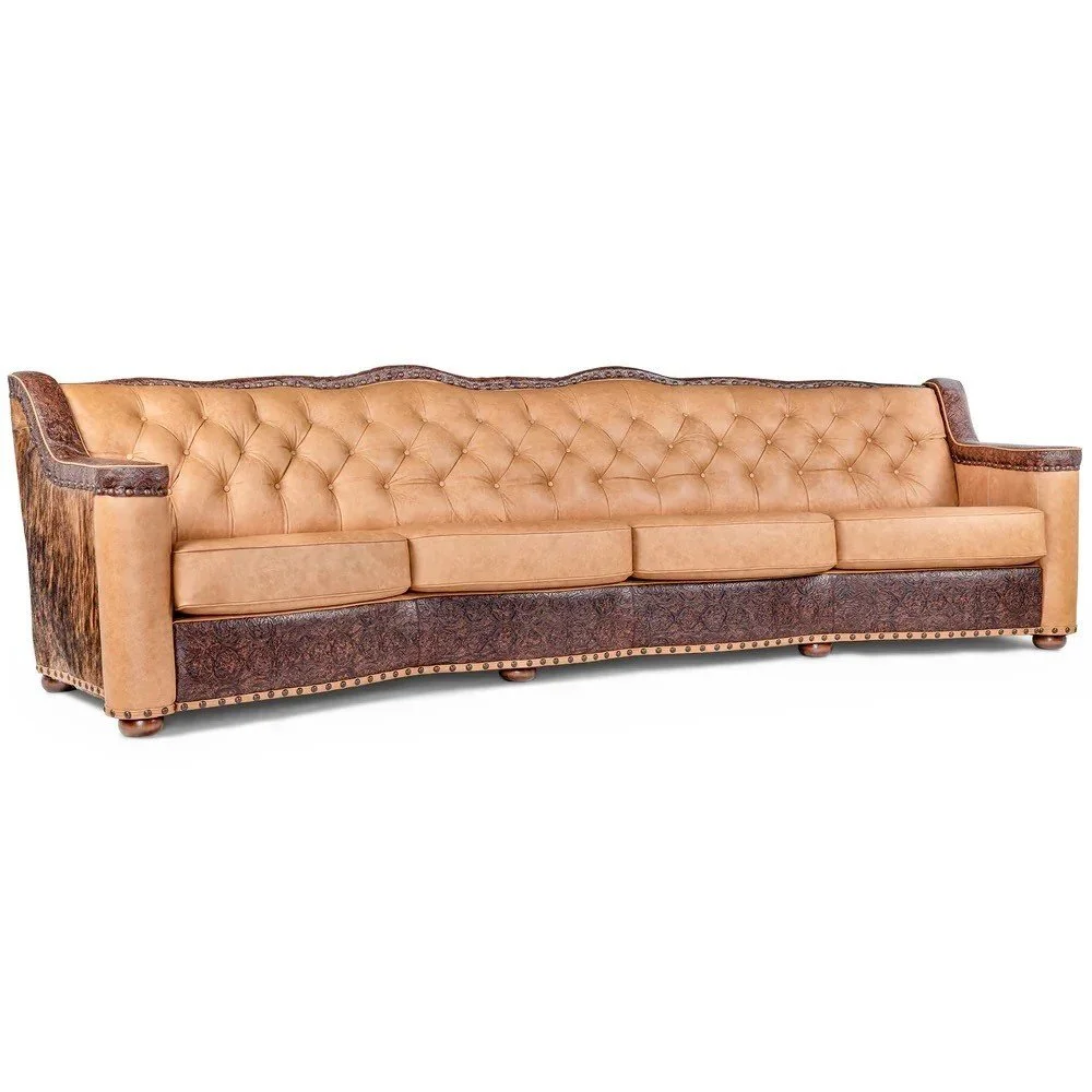 Dakota Tufted Back 4-Seat Western Leather Sofa