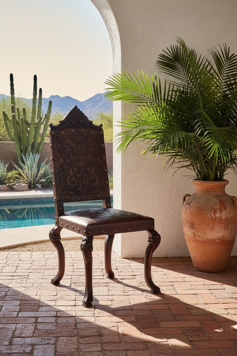 Zorritos Tooled Leather Dining Chair