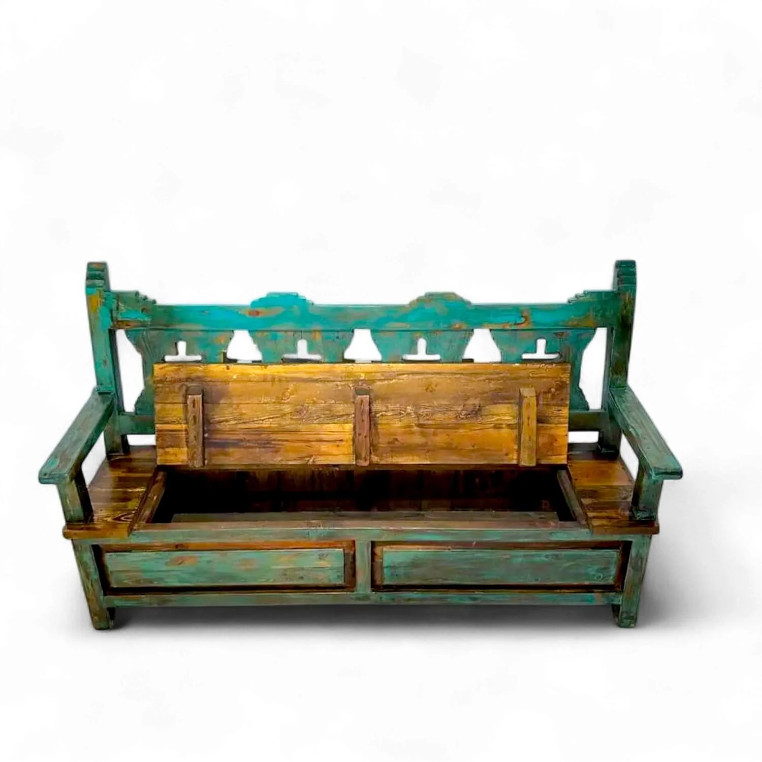 Las Cruces Turquoise Storage Bench