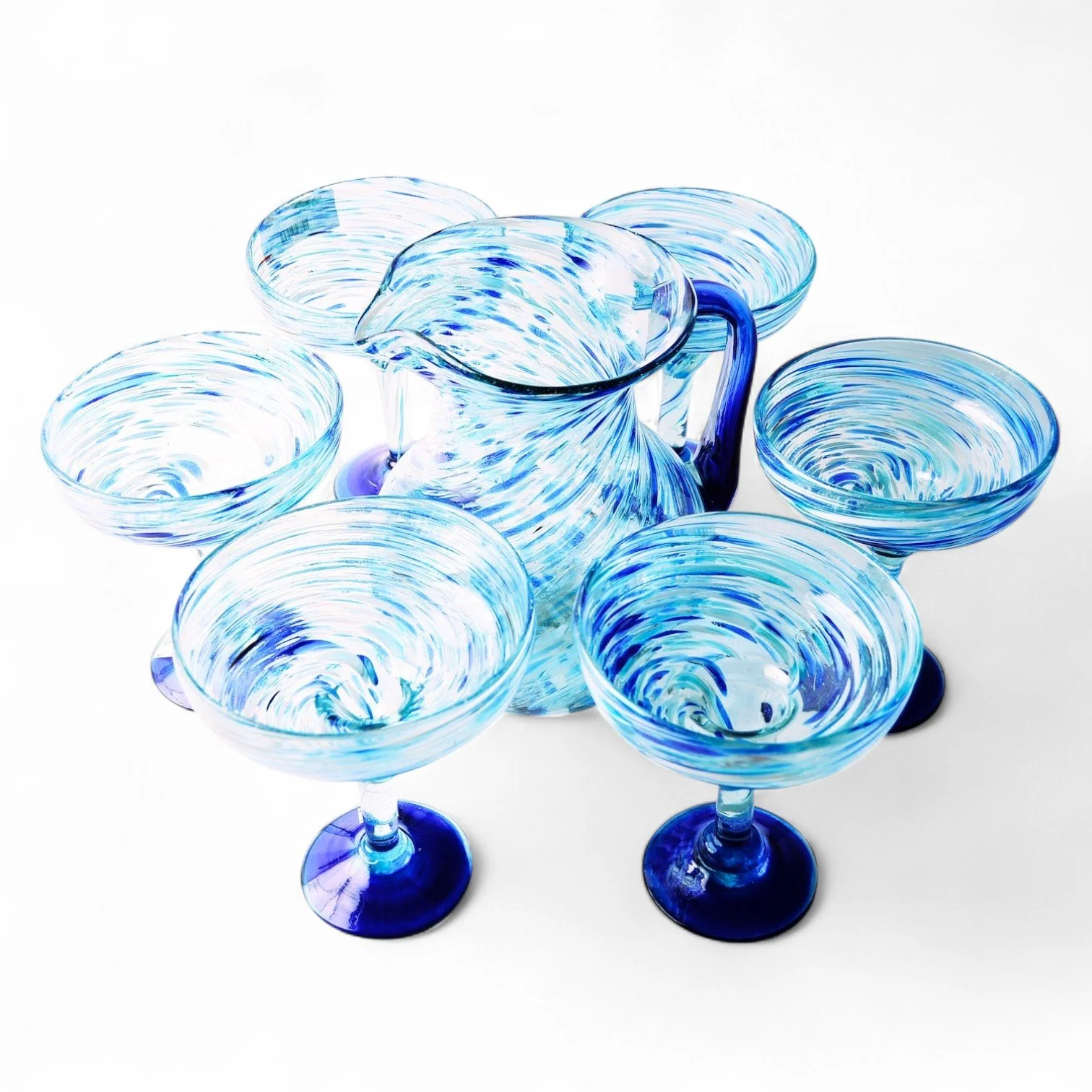 Cobalt Snow Margarita Glass & Pitcher Set